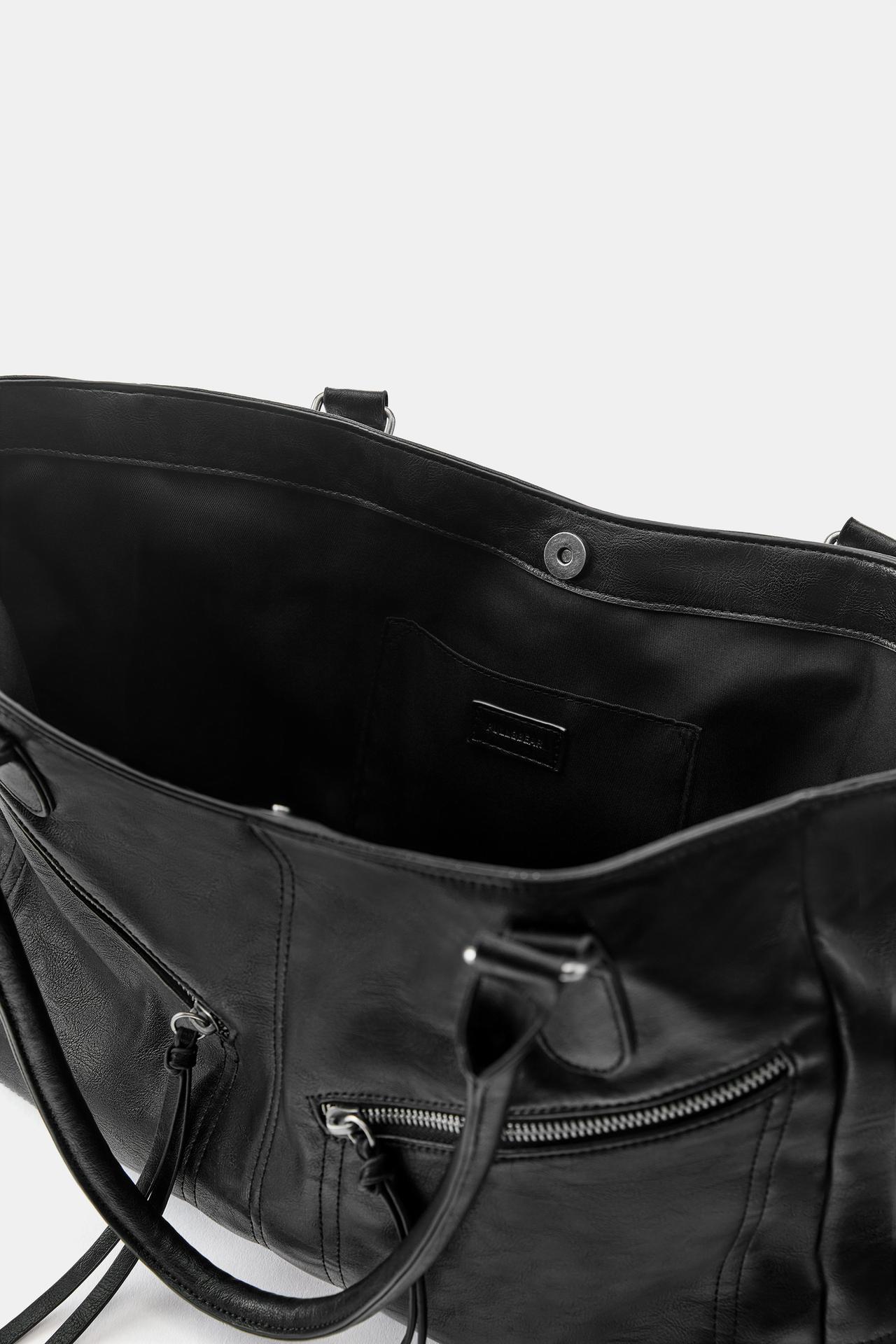 Zip-detail shopper bag — Black