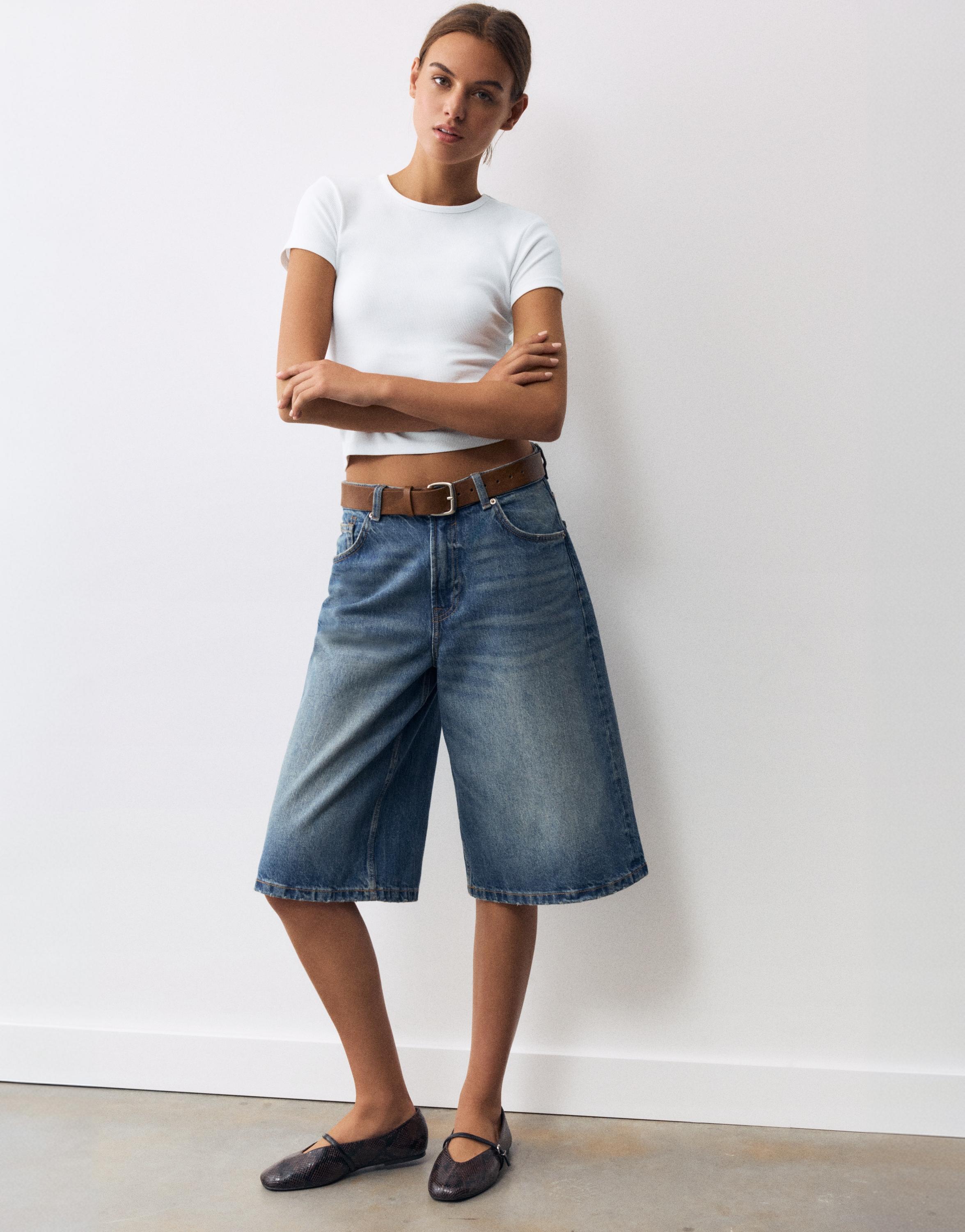 Ribbed short sleeve T-shirt — White