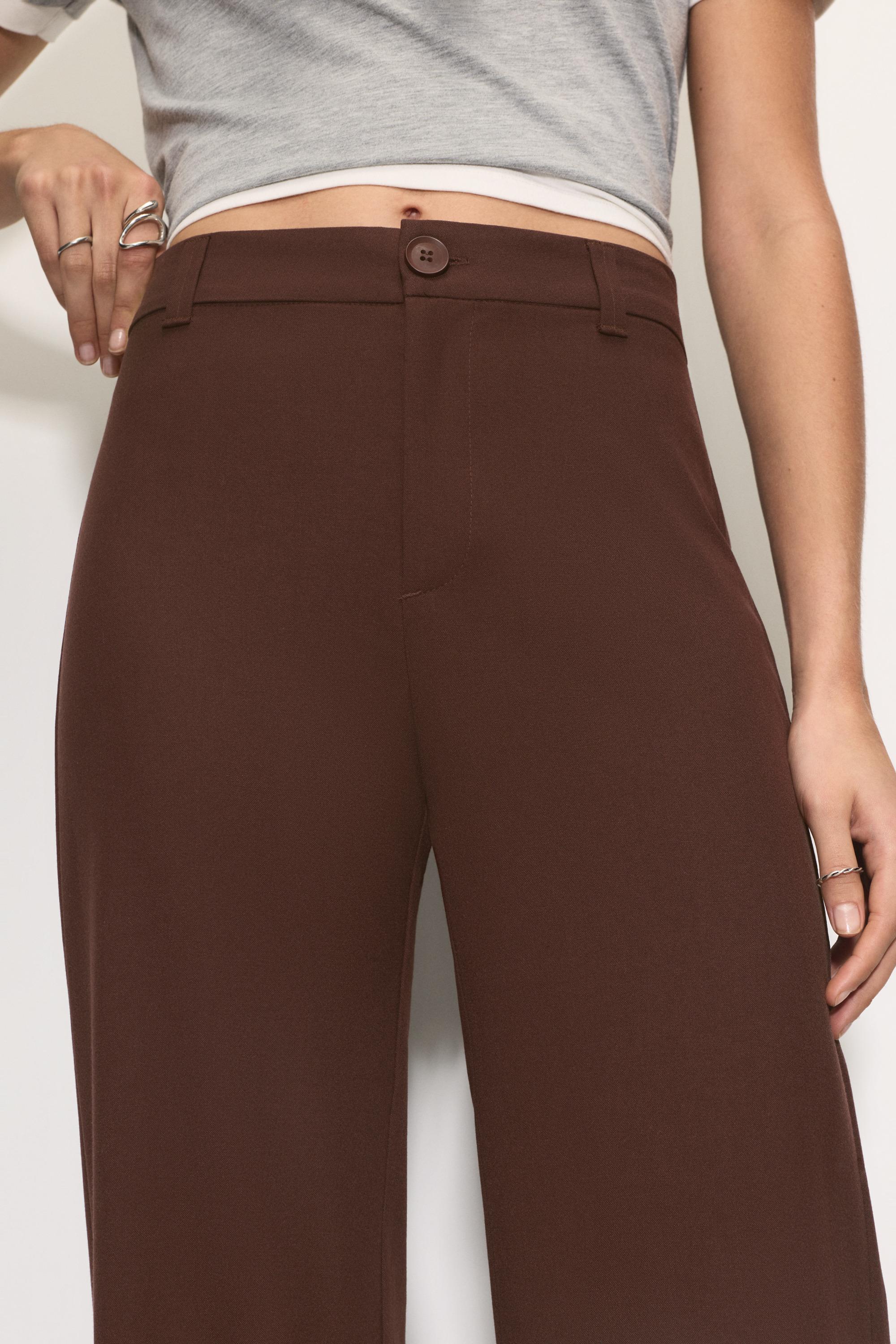 Smart high-waist straight-leg trousers — Wine