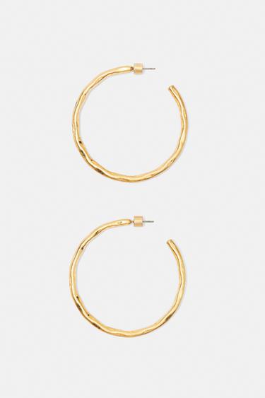 Textured hoop earrings — Silver 4