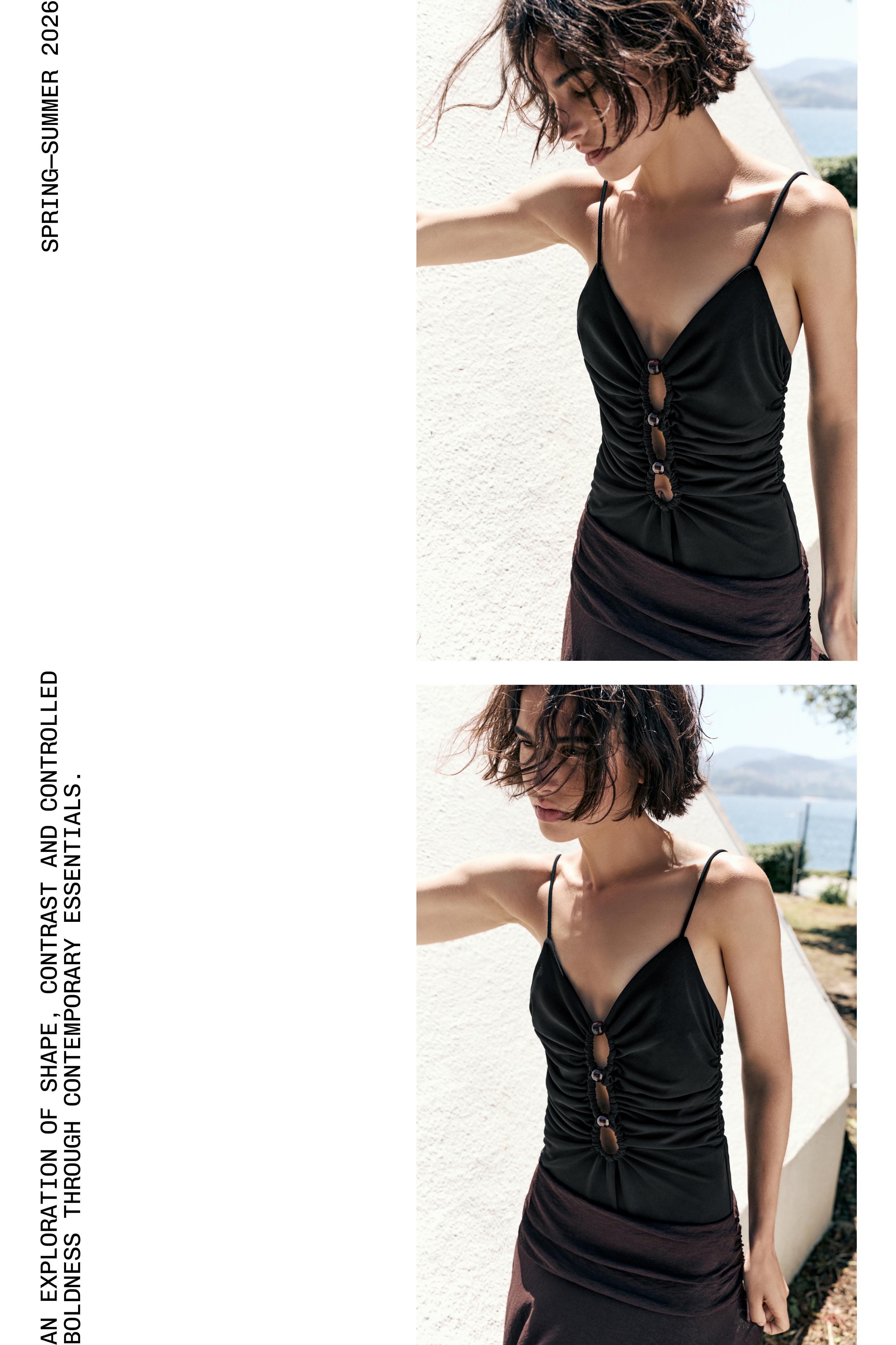 Strappy cut-out bodysuit with appliques — Black