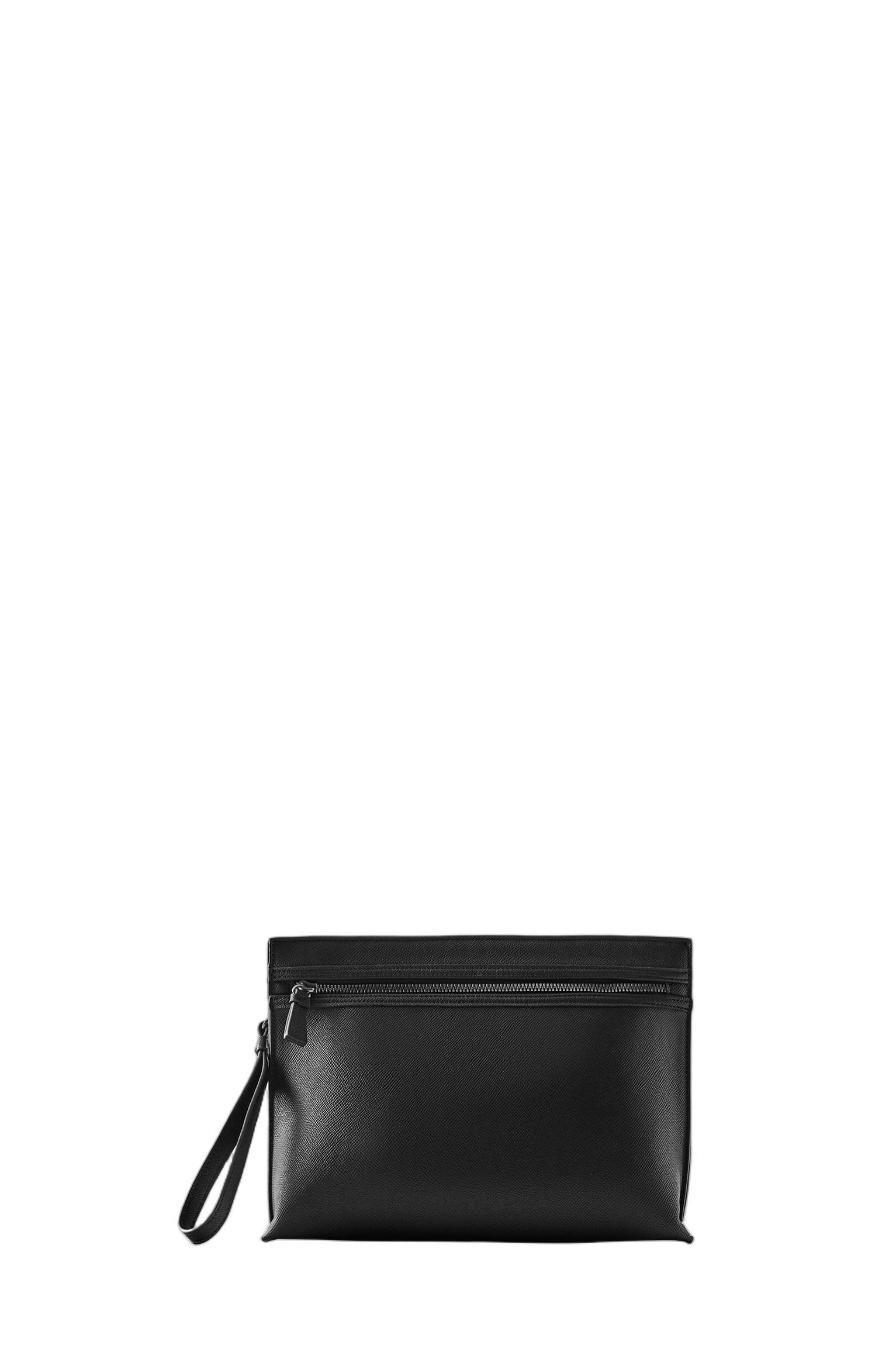 Textured handle clutch bag — Black