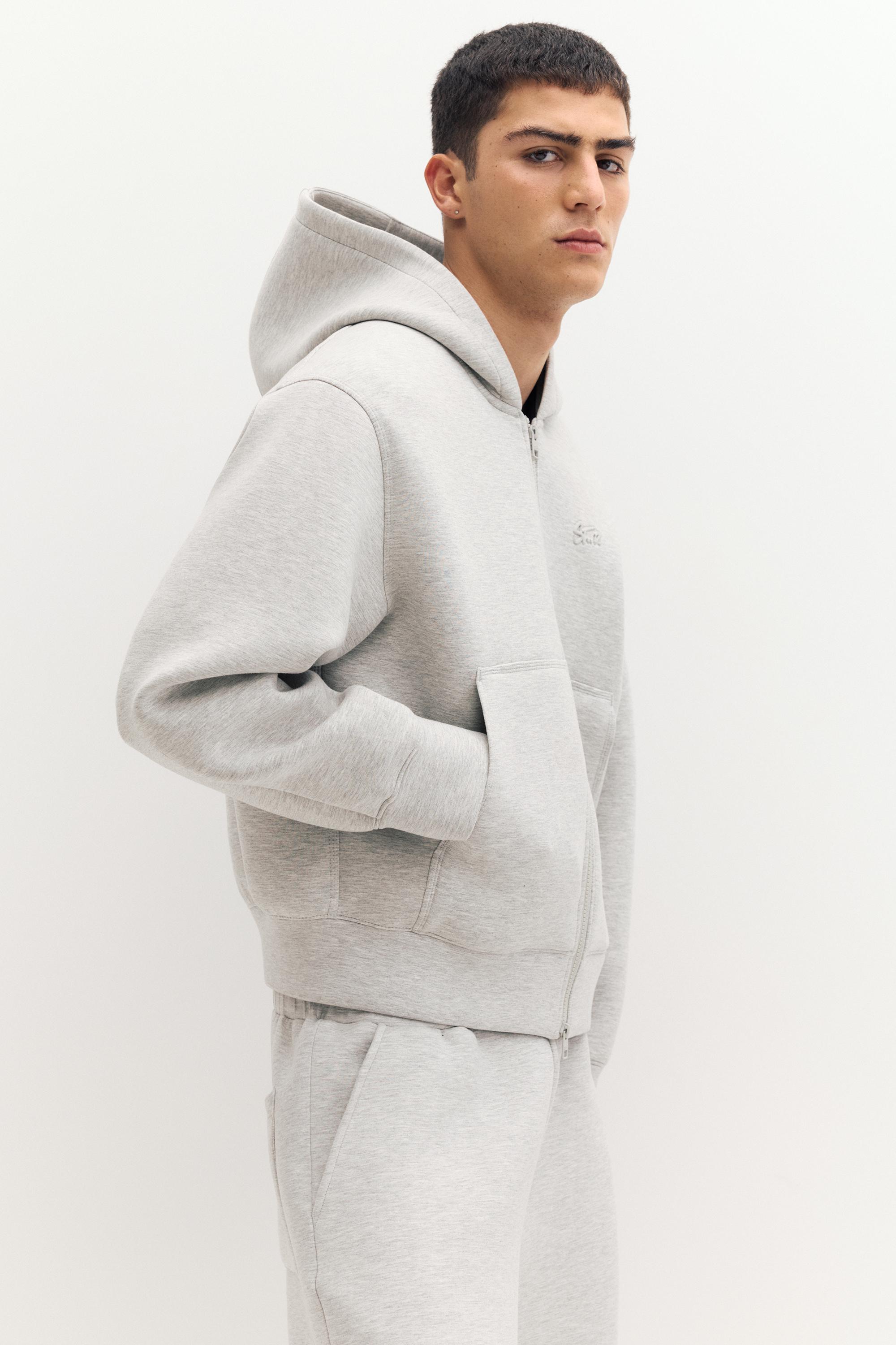 Neoprene-effect hoodie — Grey
