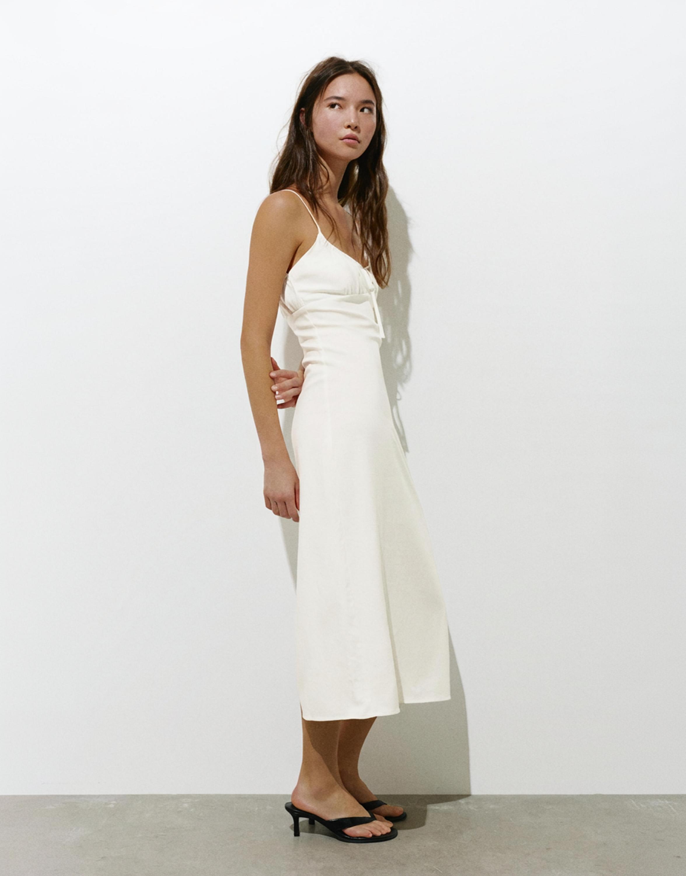 Linen blend midi dress — Ice