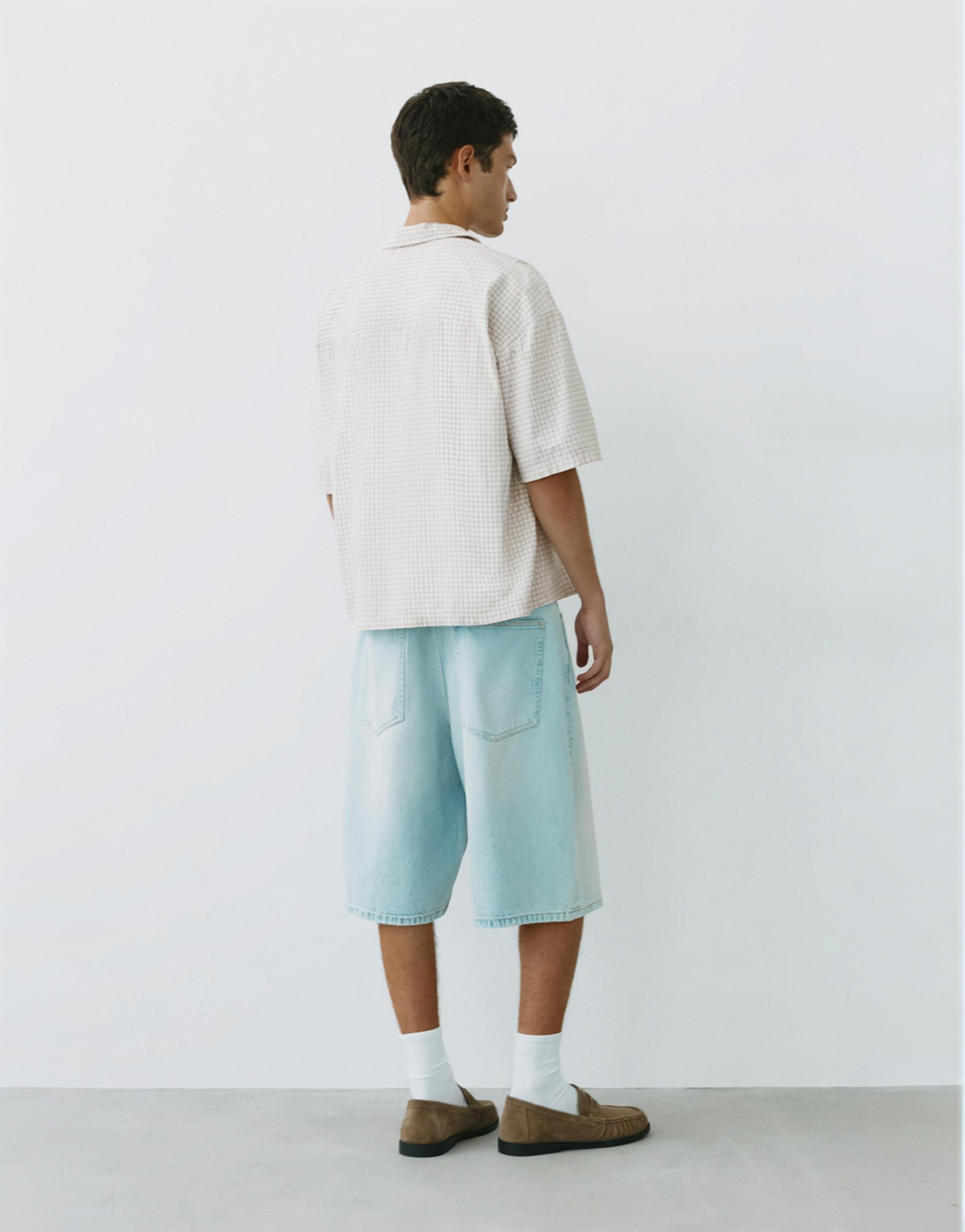 Short sleeve check shirt — Grey marl