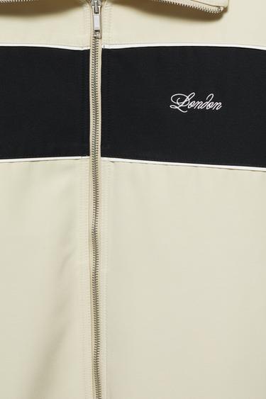 Zip-up panelled jacket — Ecru/Black 6