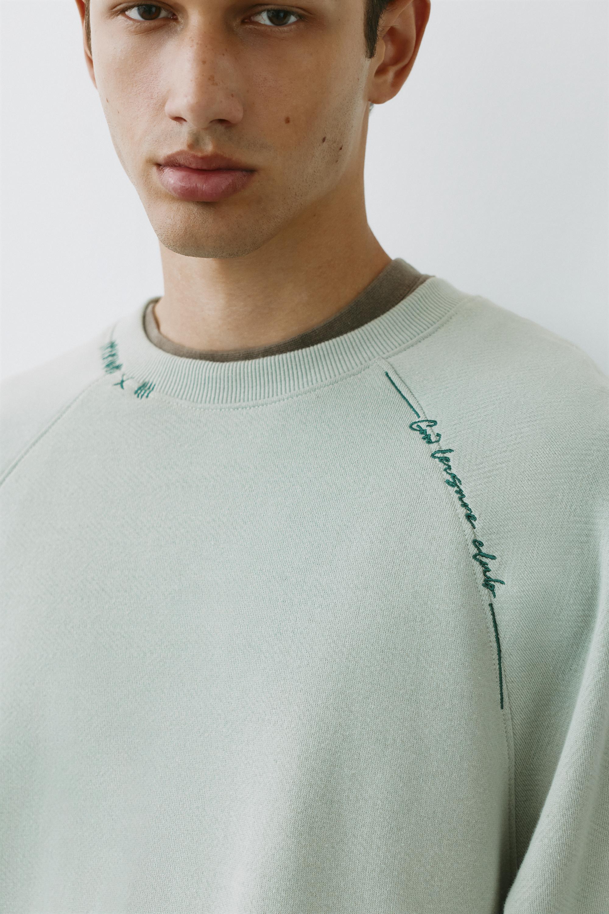 Washed effect raglan sweatshirt — Pale mint green
