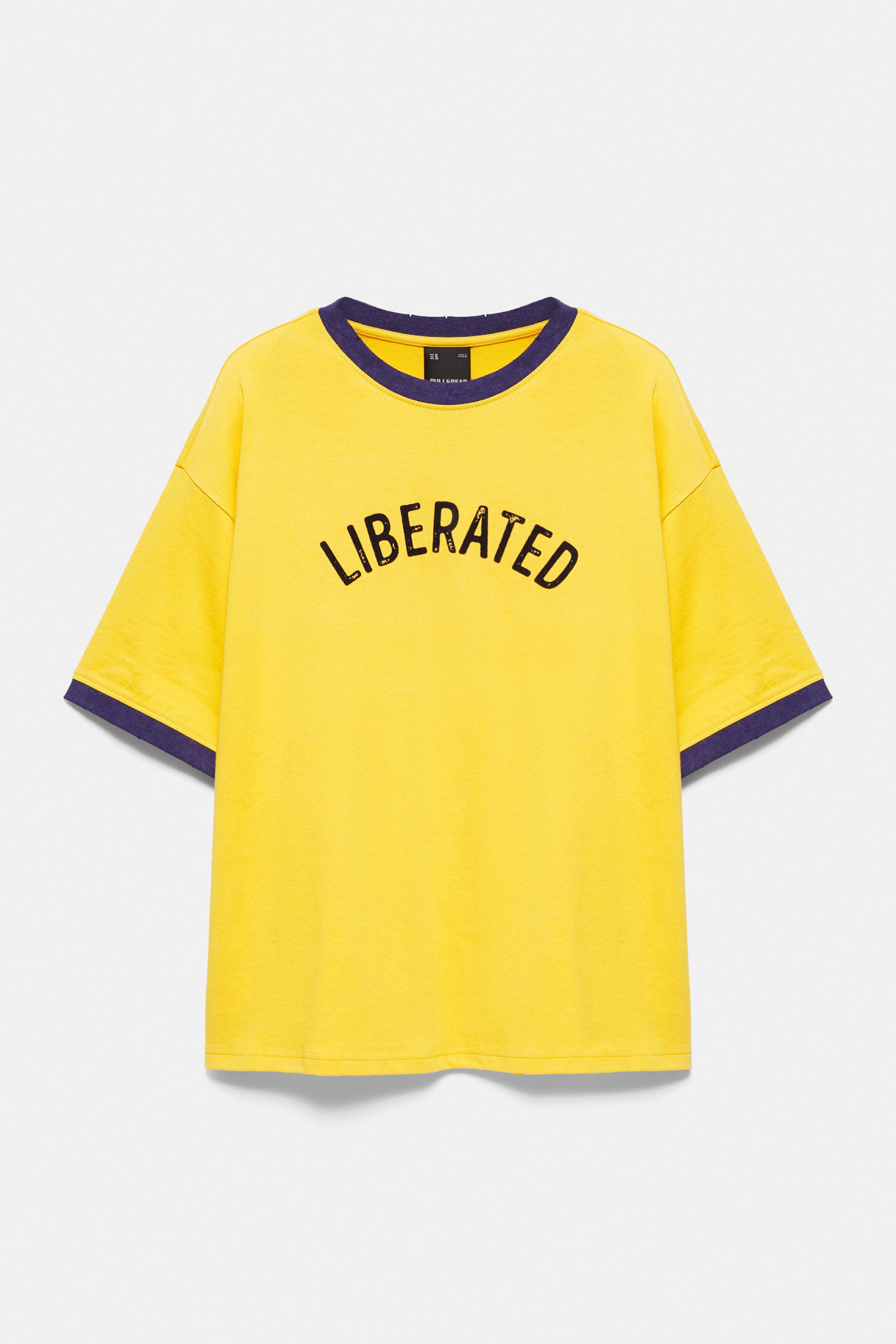 Graphic print T-shirt with trims — Yellow