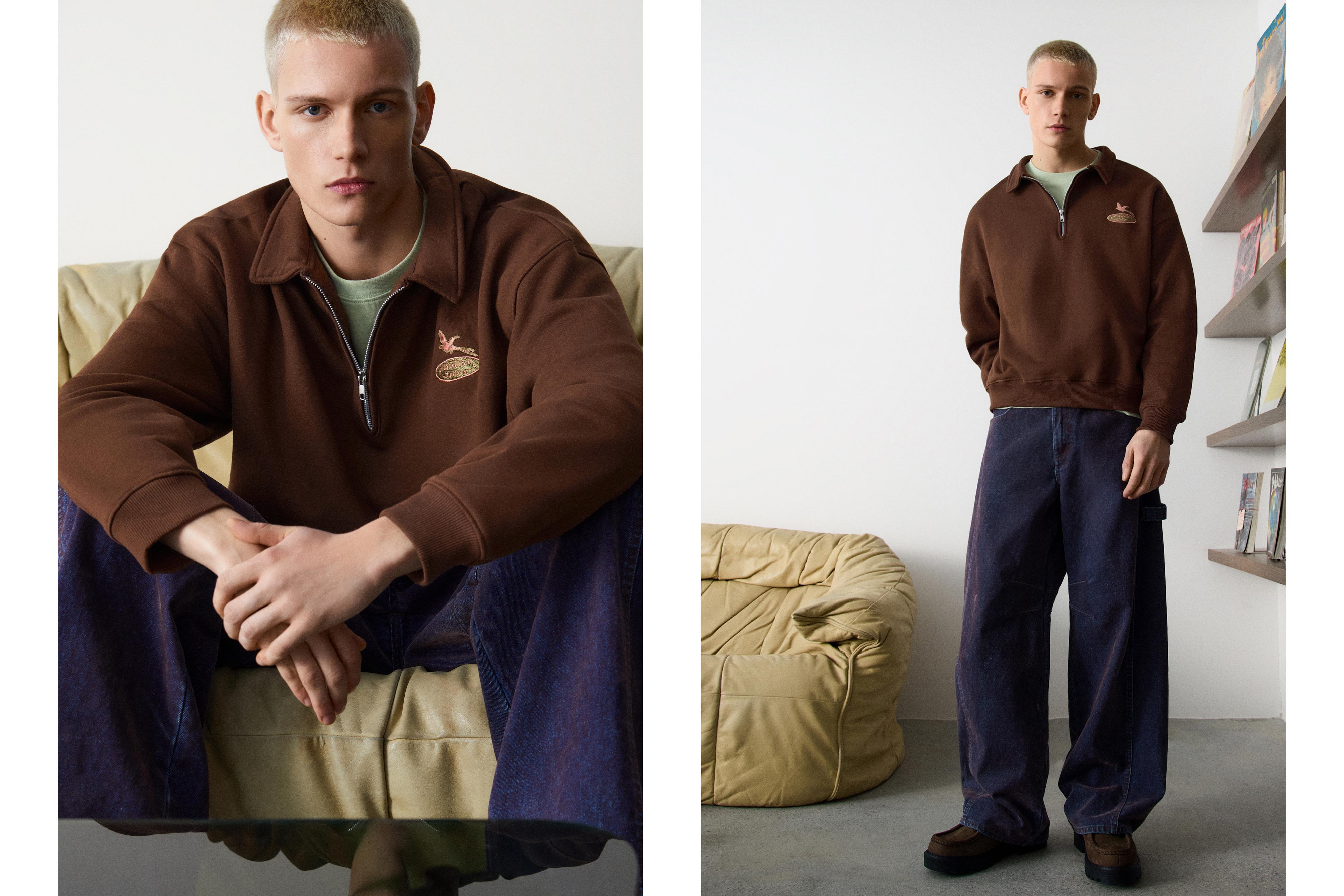 Grafik baskılı polo yaka sweatshirt - Görsel 18