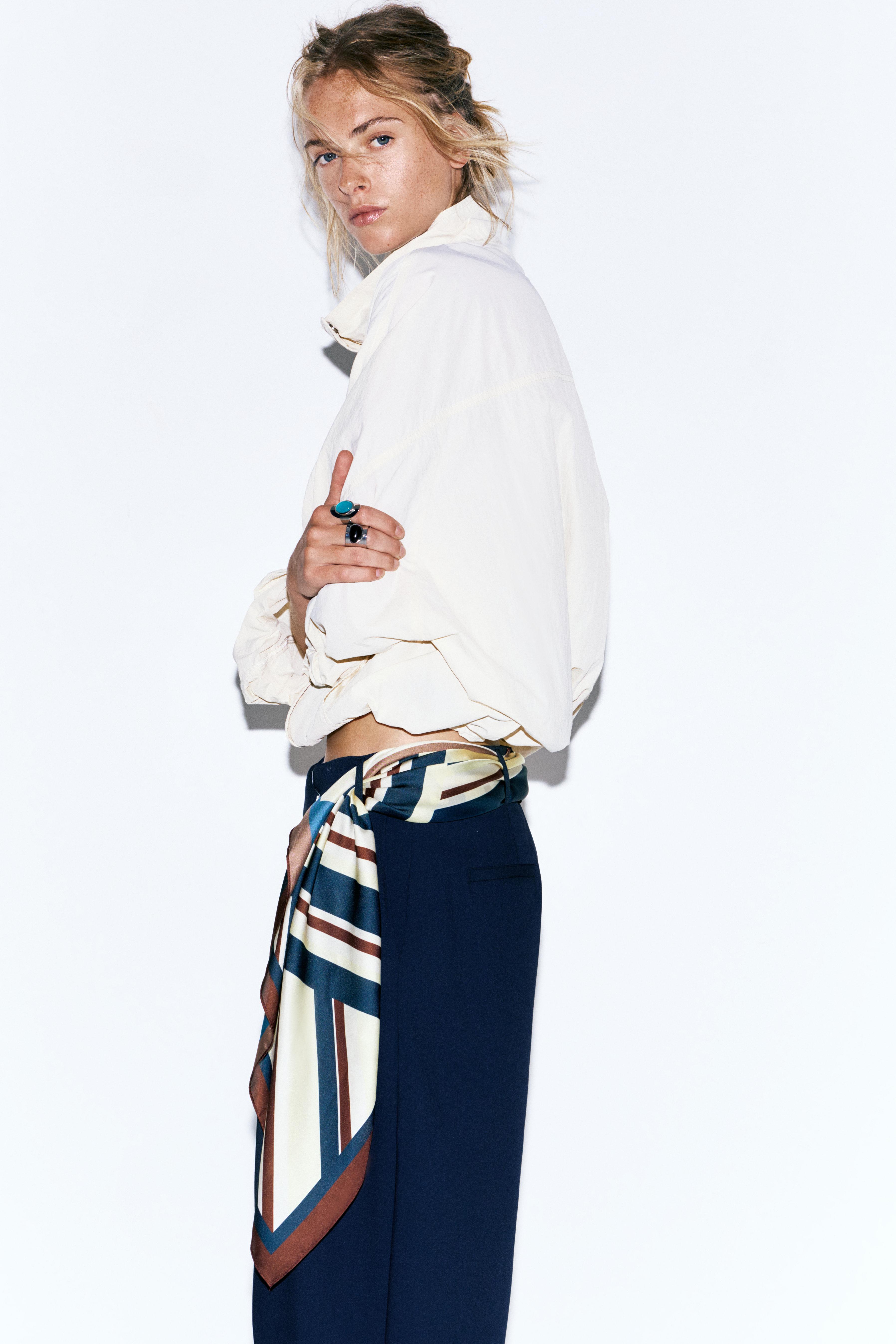 Saten çizgili fular - Görsel 3