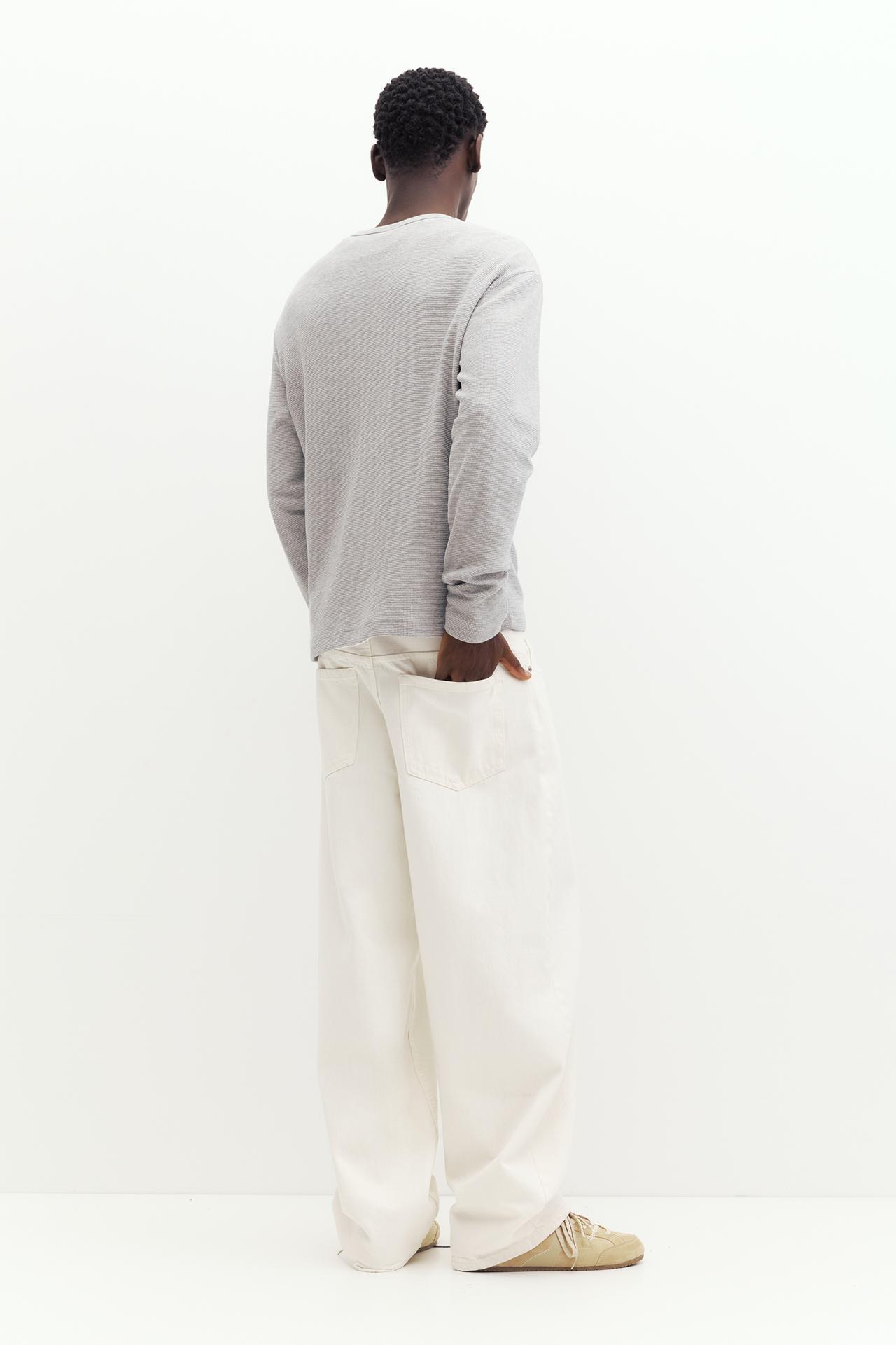 Long sleeve Henley T-shirt — Pale marl