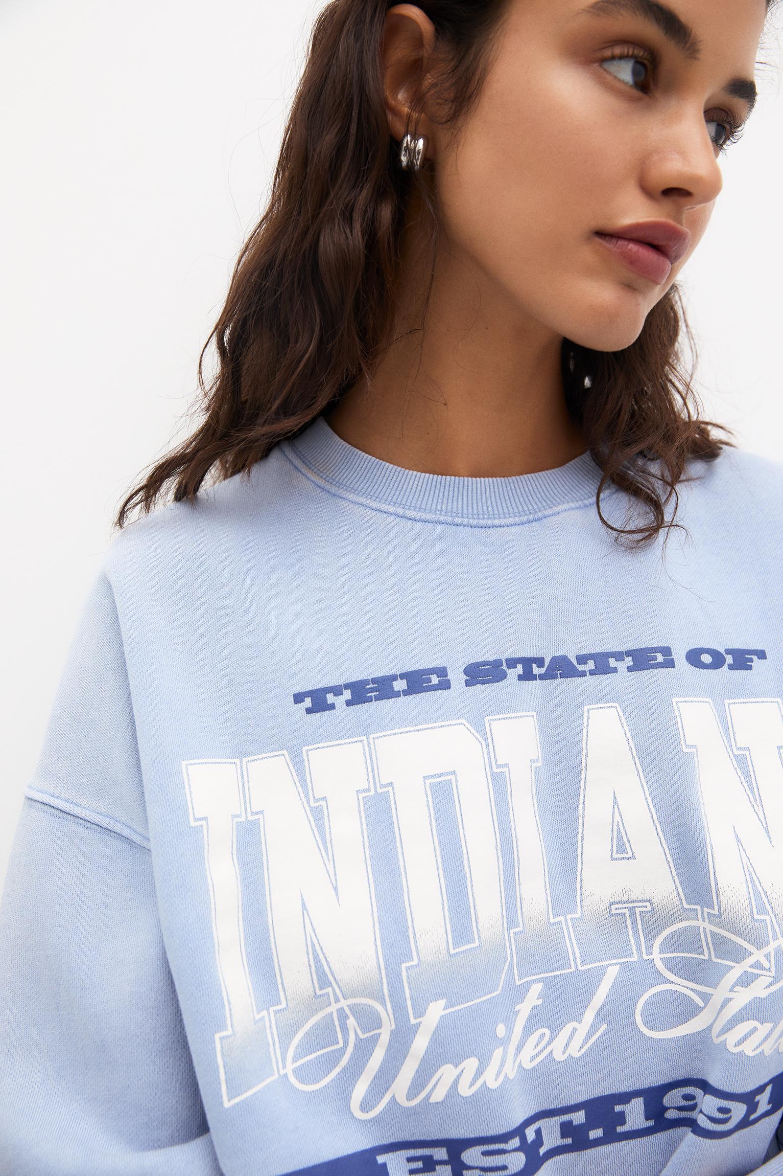 Indiana baskılı oversize sweatshirt_4