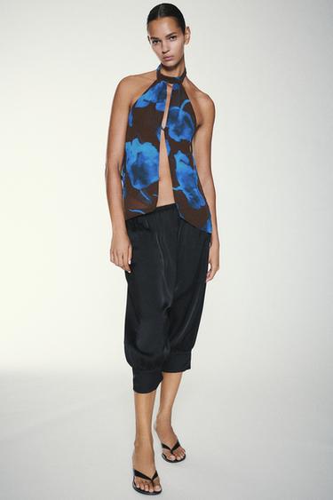 Floral halter top — Brown/Blue 5