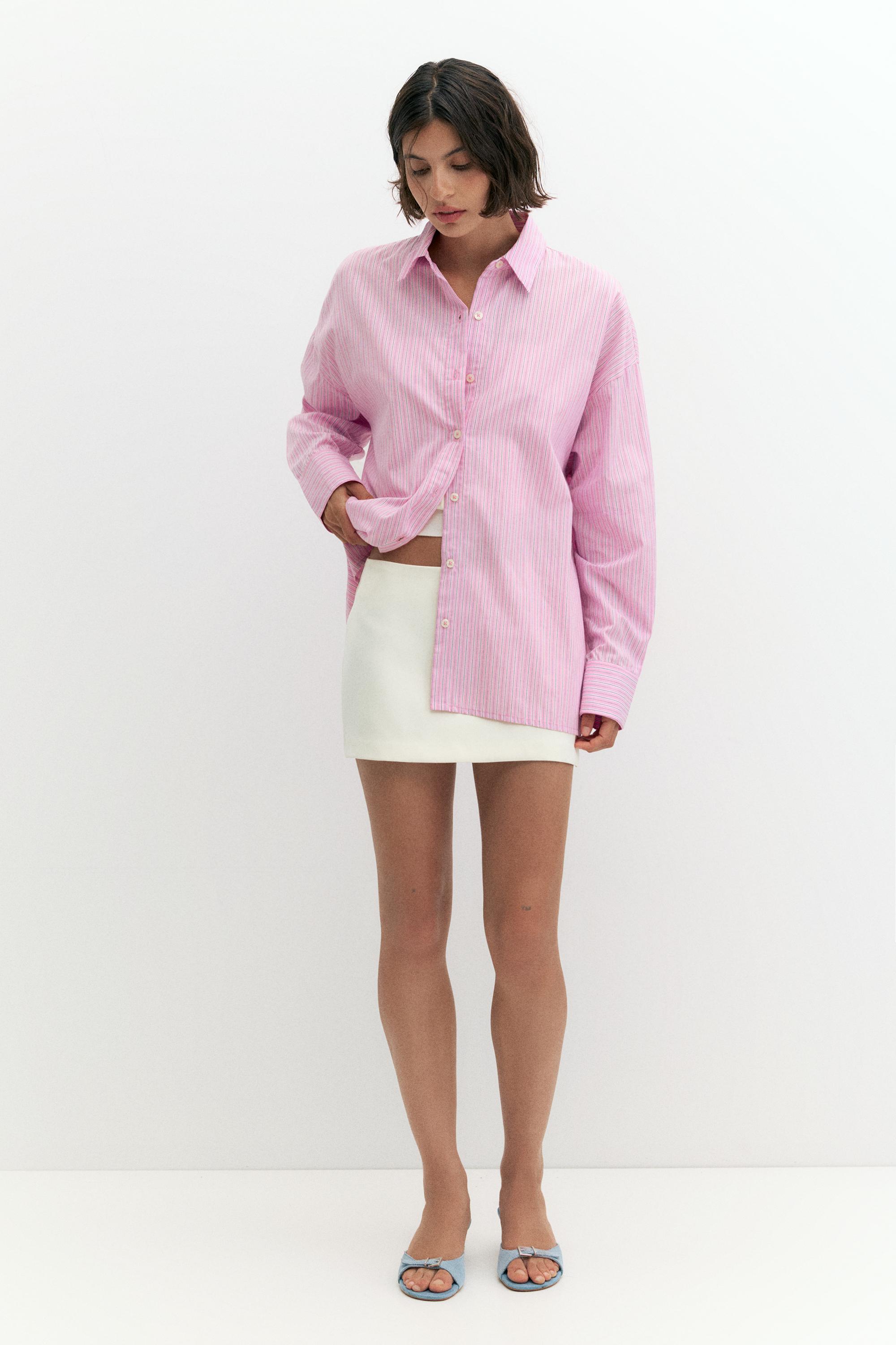 Striped oversized shirt — Pink