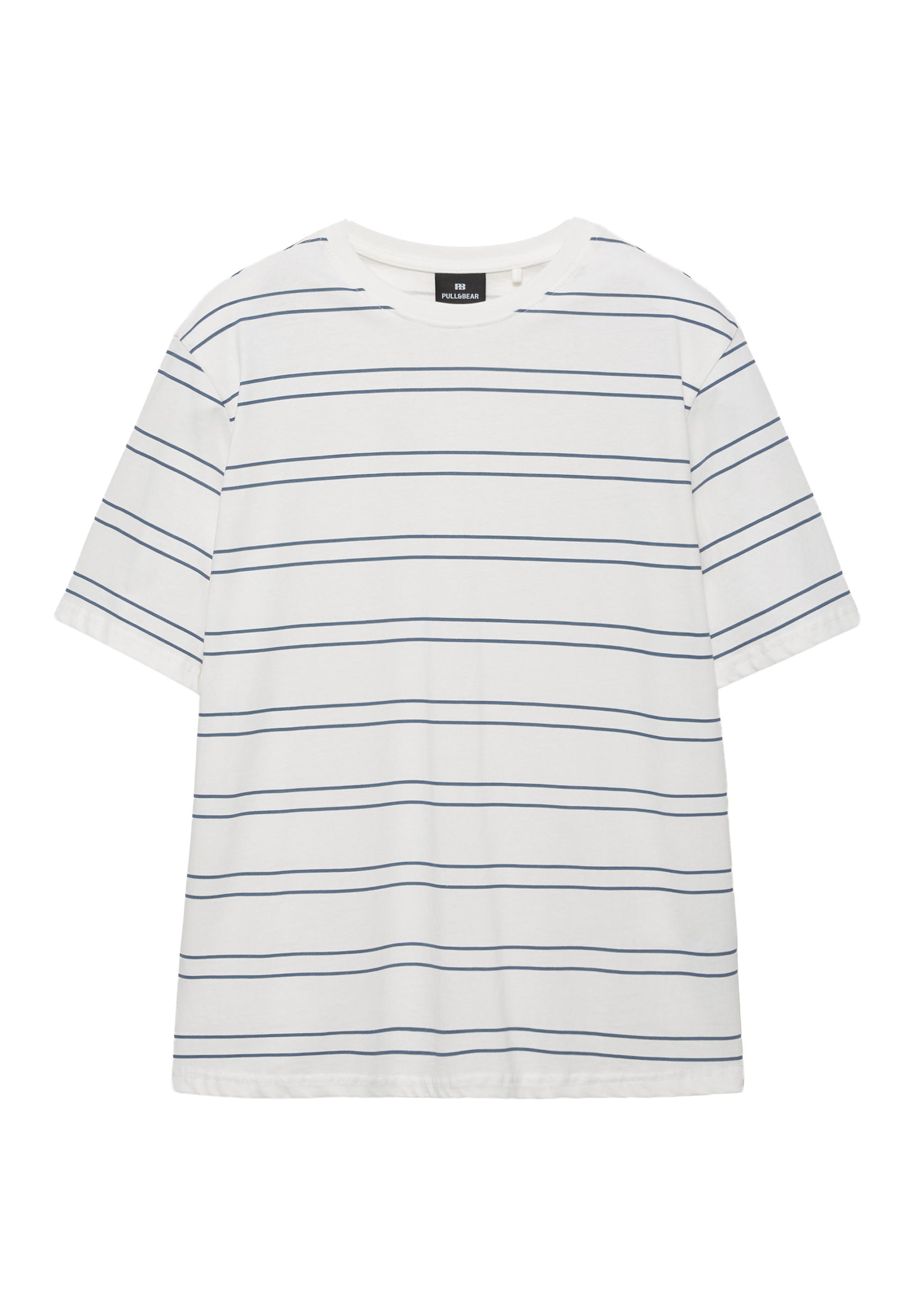 Basic short sleeve cotton T-shirt — Blue/White