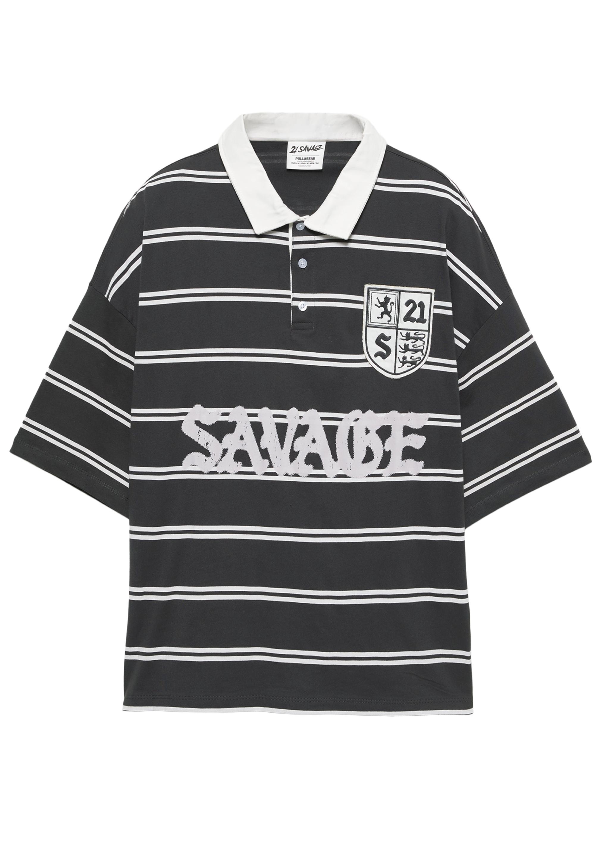 21 Savage çizgili polo t-shirt - Görsel 2