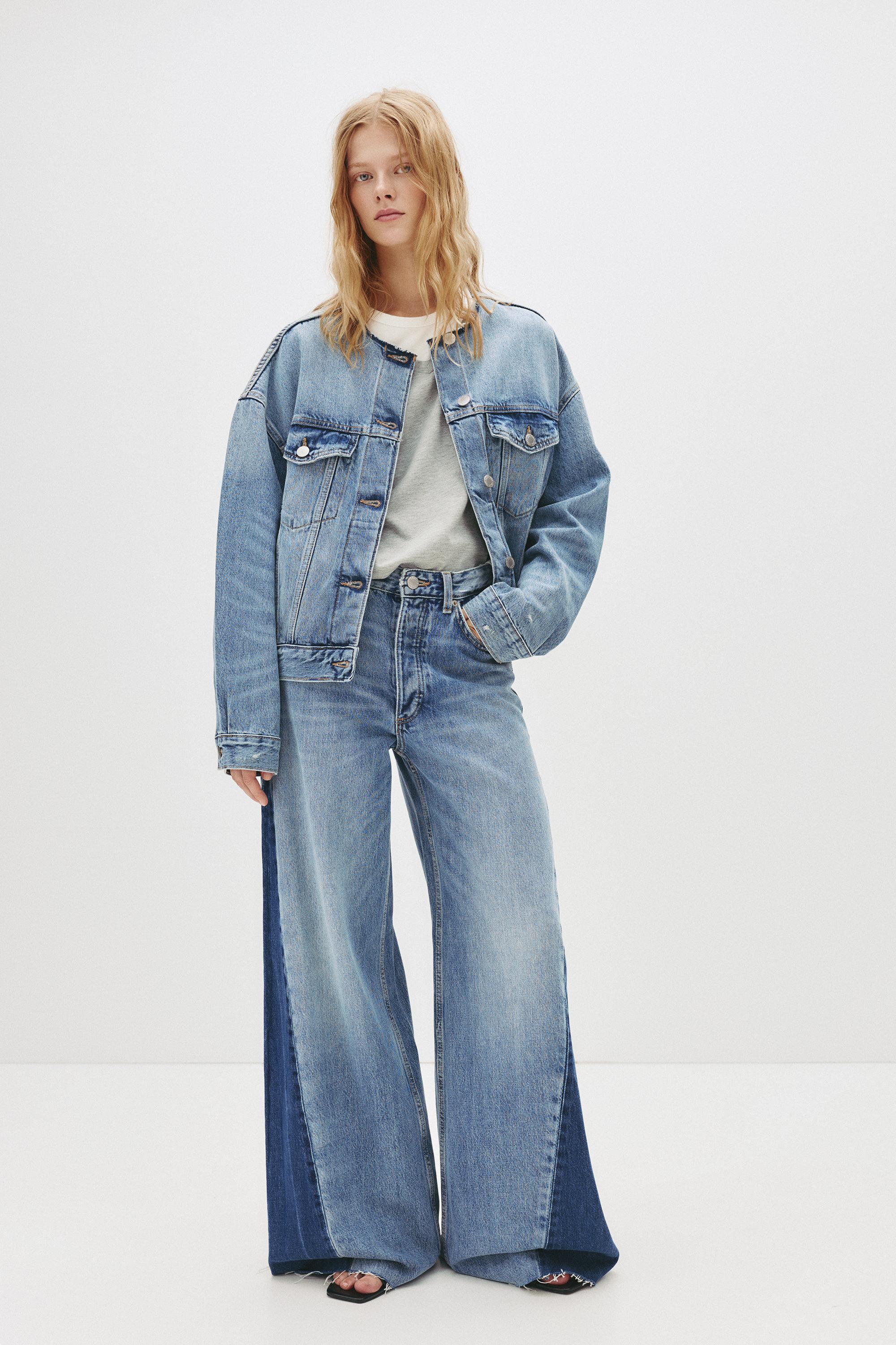 Super Wide Leg Jeans Mit Kontrast