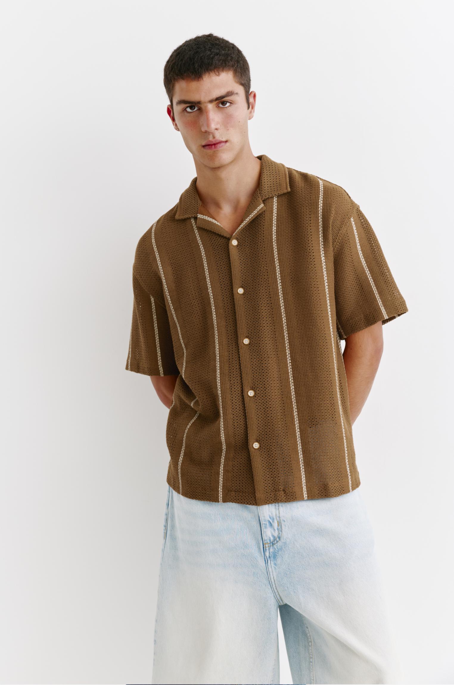 Camisa Às Riscas De Manga Curta