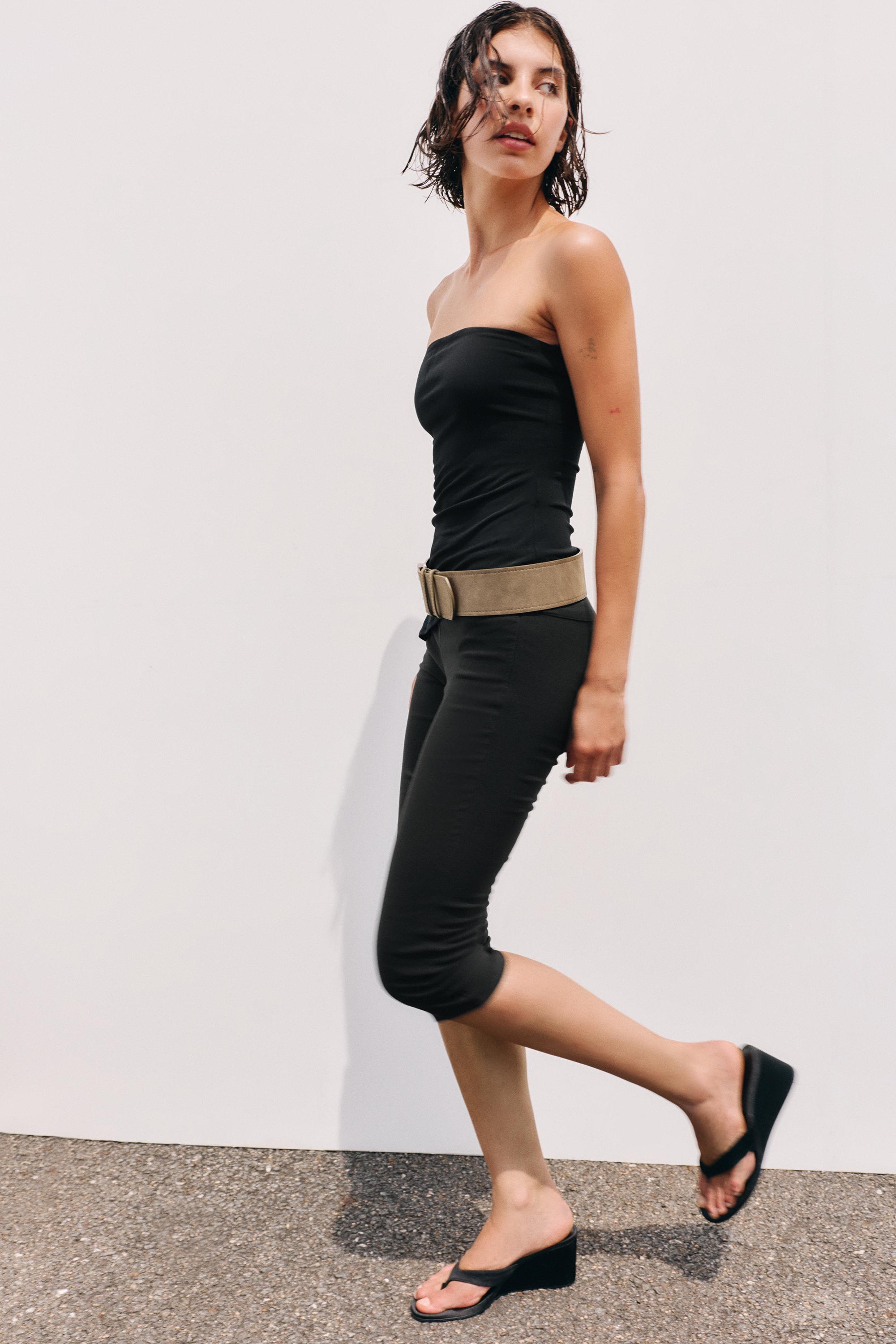 Wide-waist capris — Black