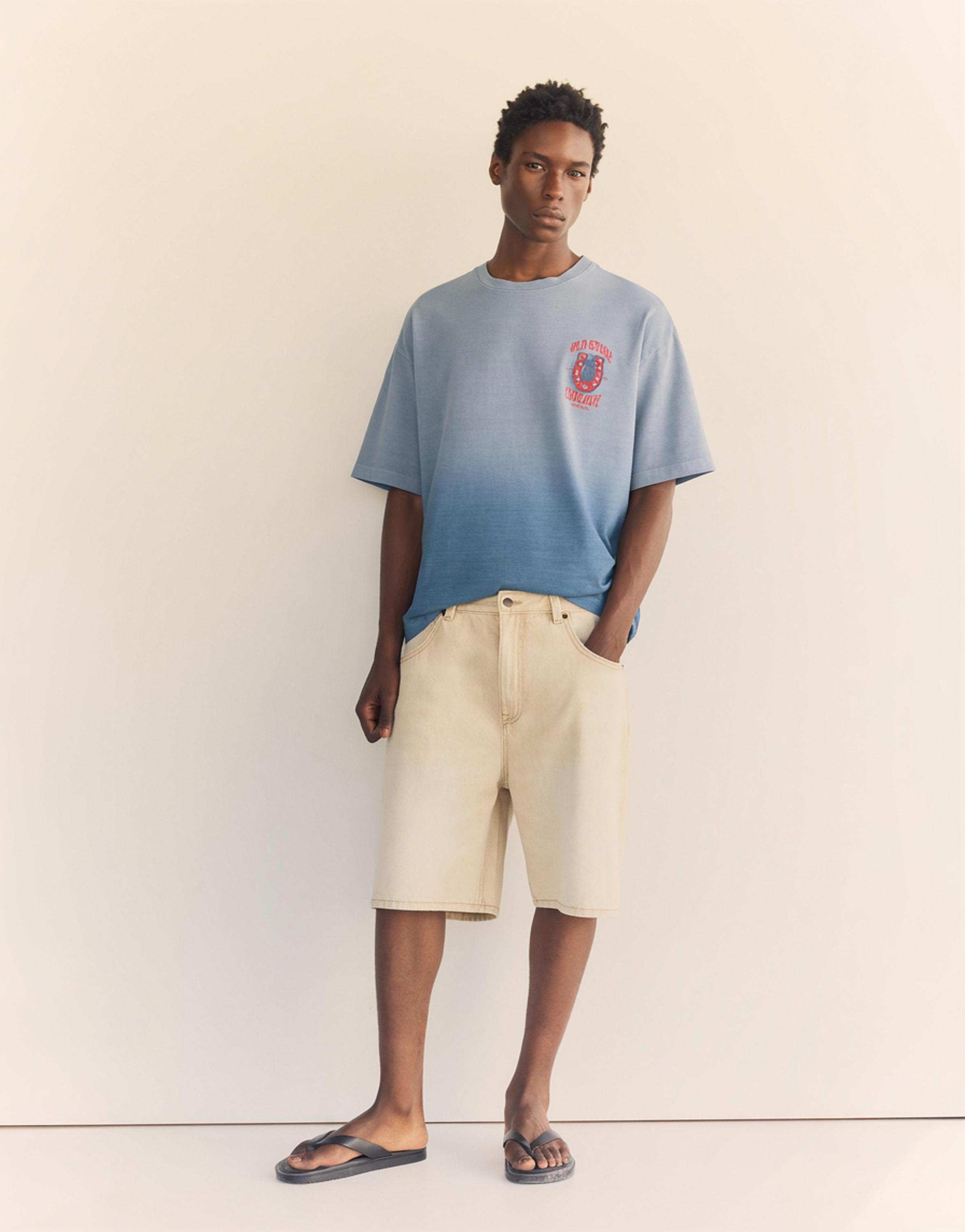 Ombré stud T-shirt — Blue