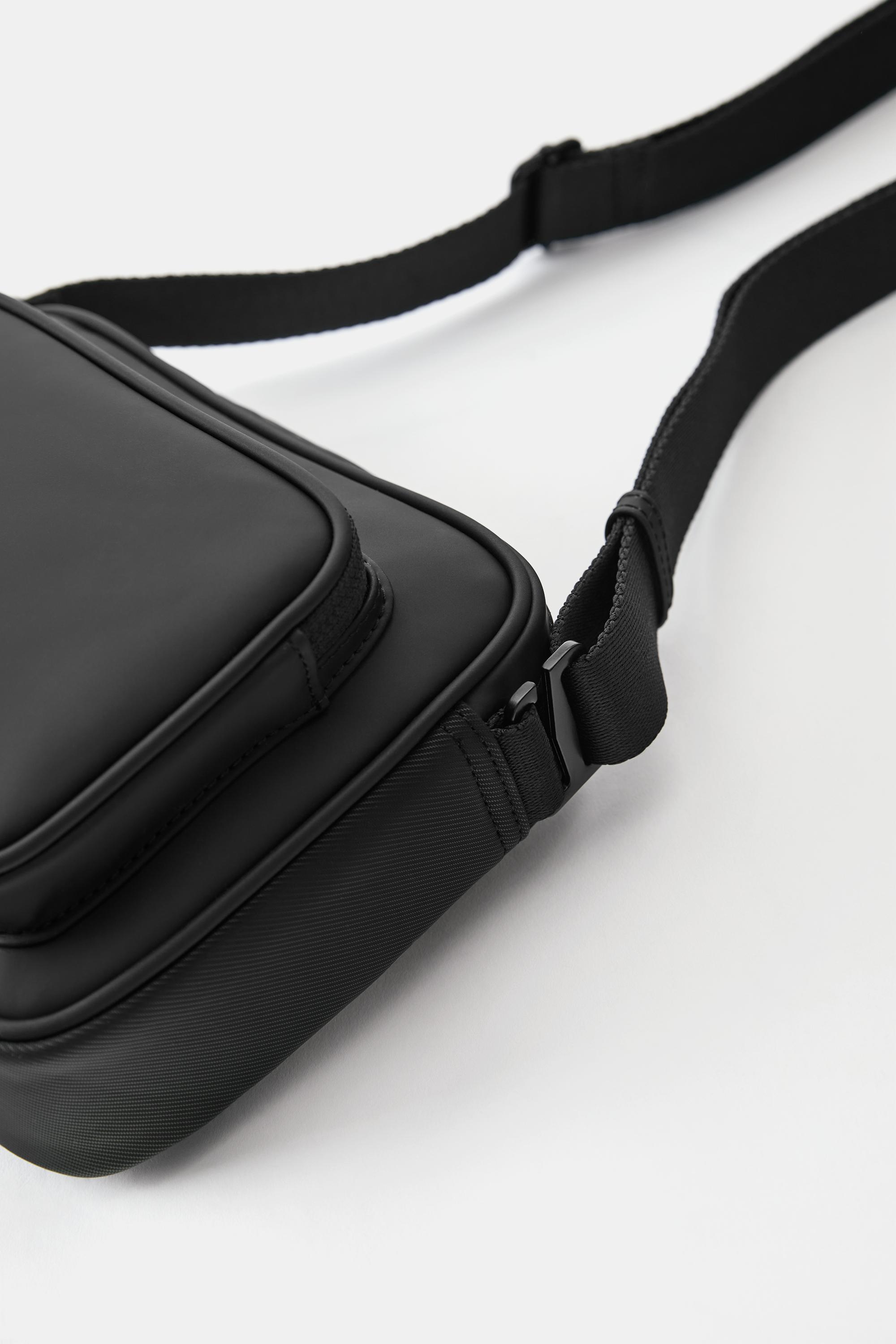 Rubberised crossbody bag — Black