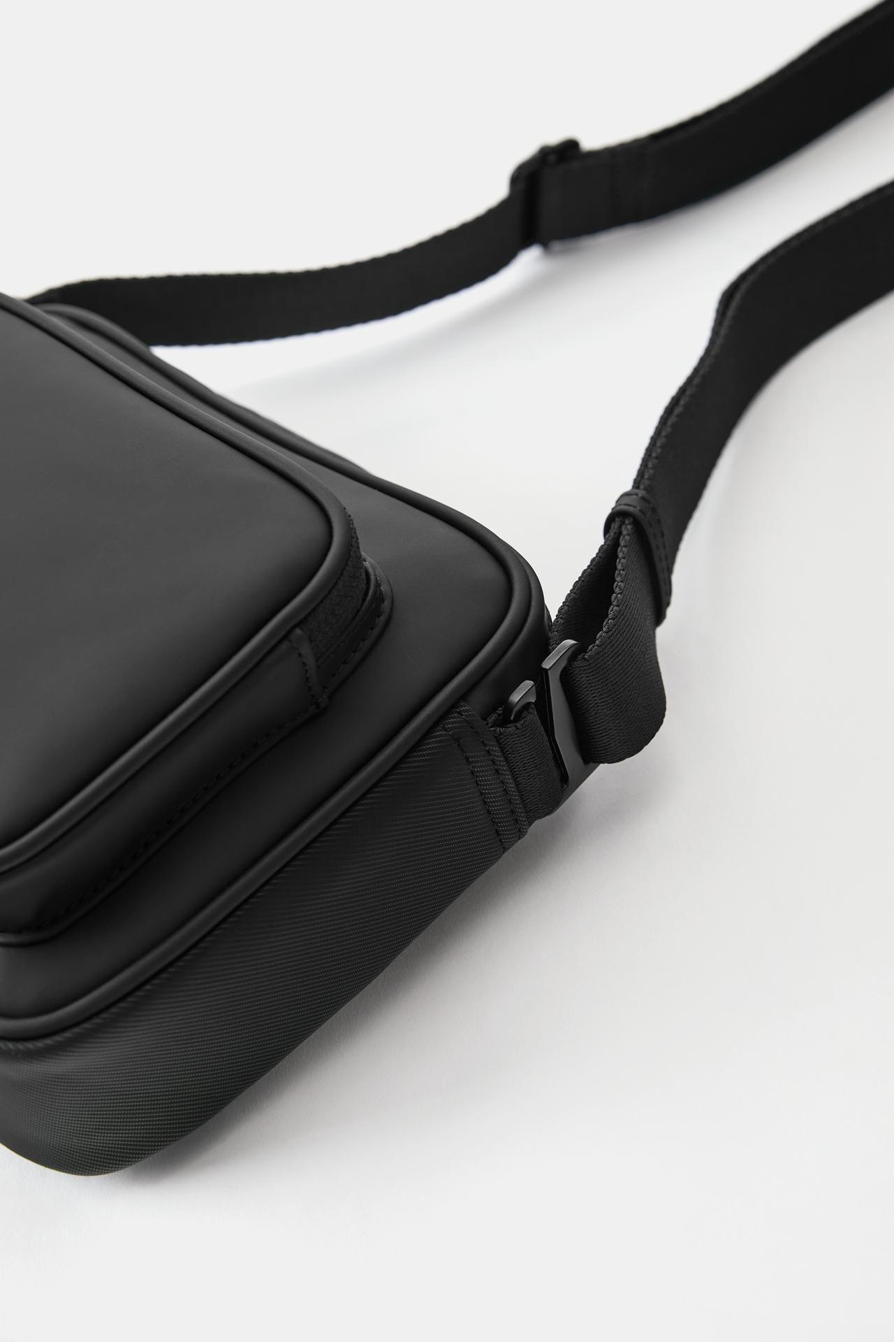 Rubberised crossbody bag — Black