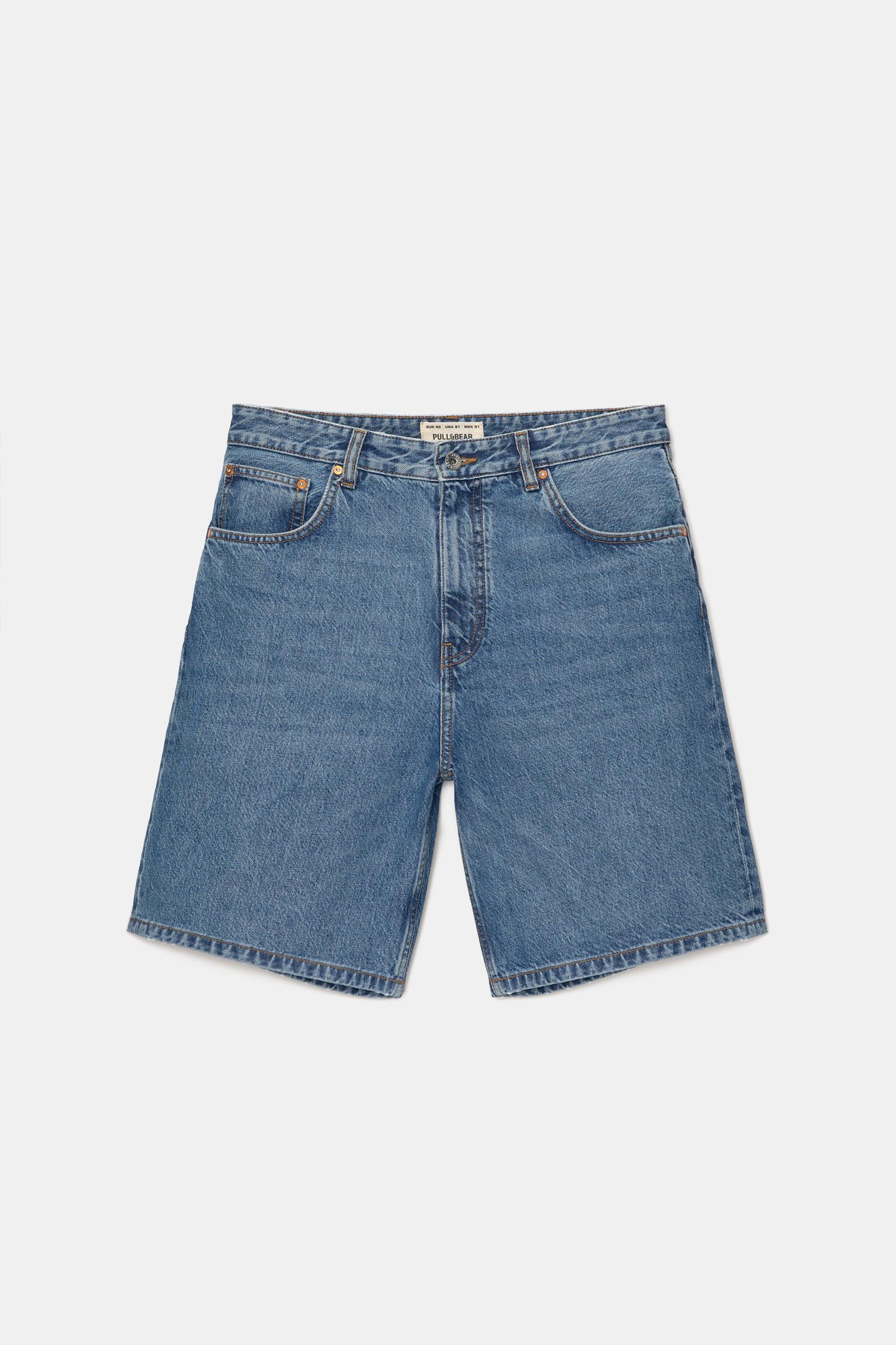 Baggy denim bermuda şort - Görsel 18