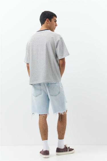 Straight-leg denim Bermuda shorts — Pale blue 2
