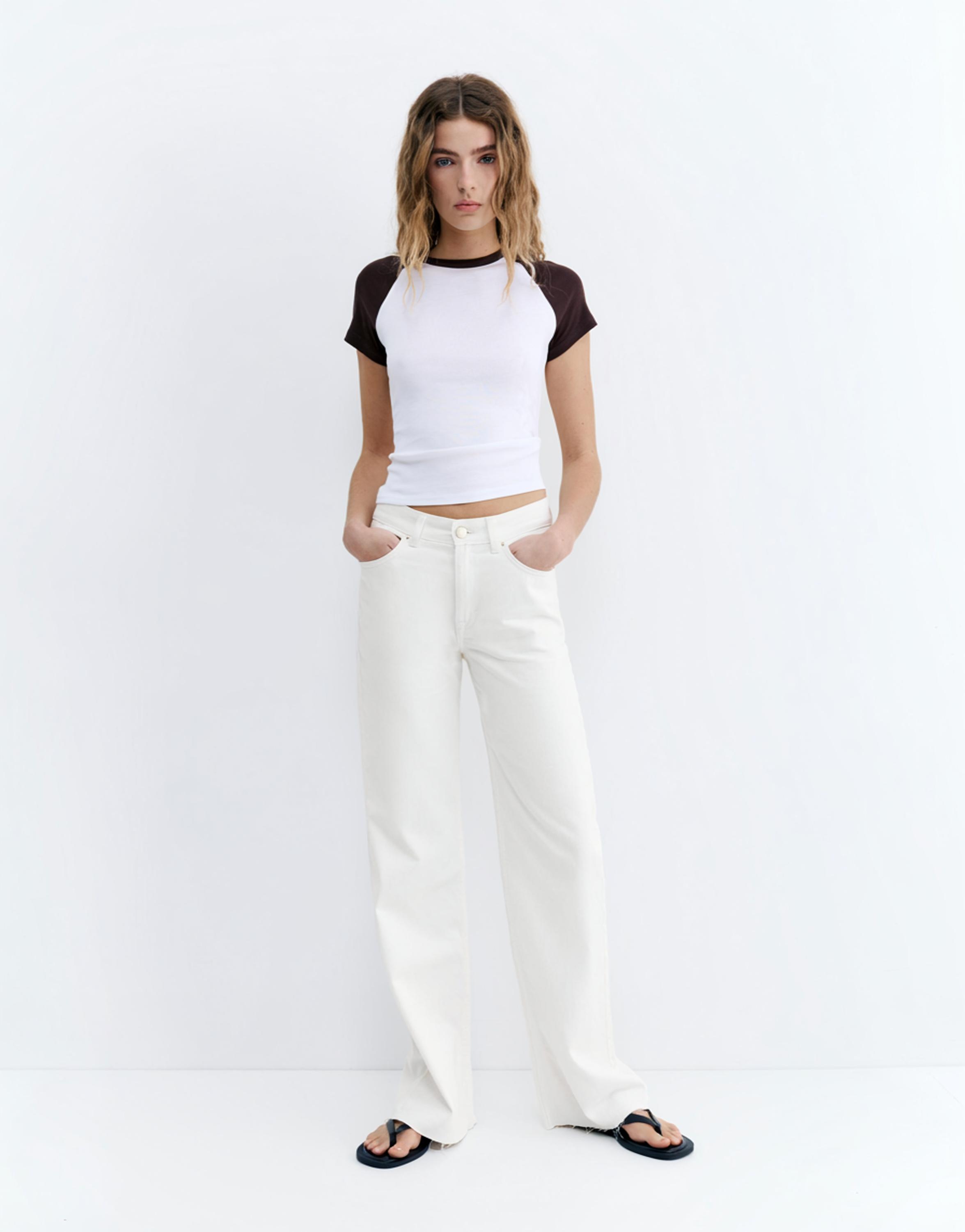 High-waist wide straight-leg jeans — White-t
