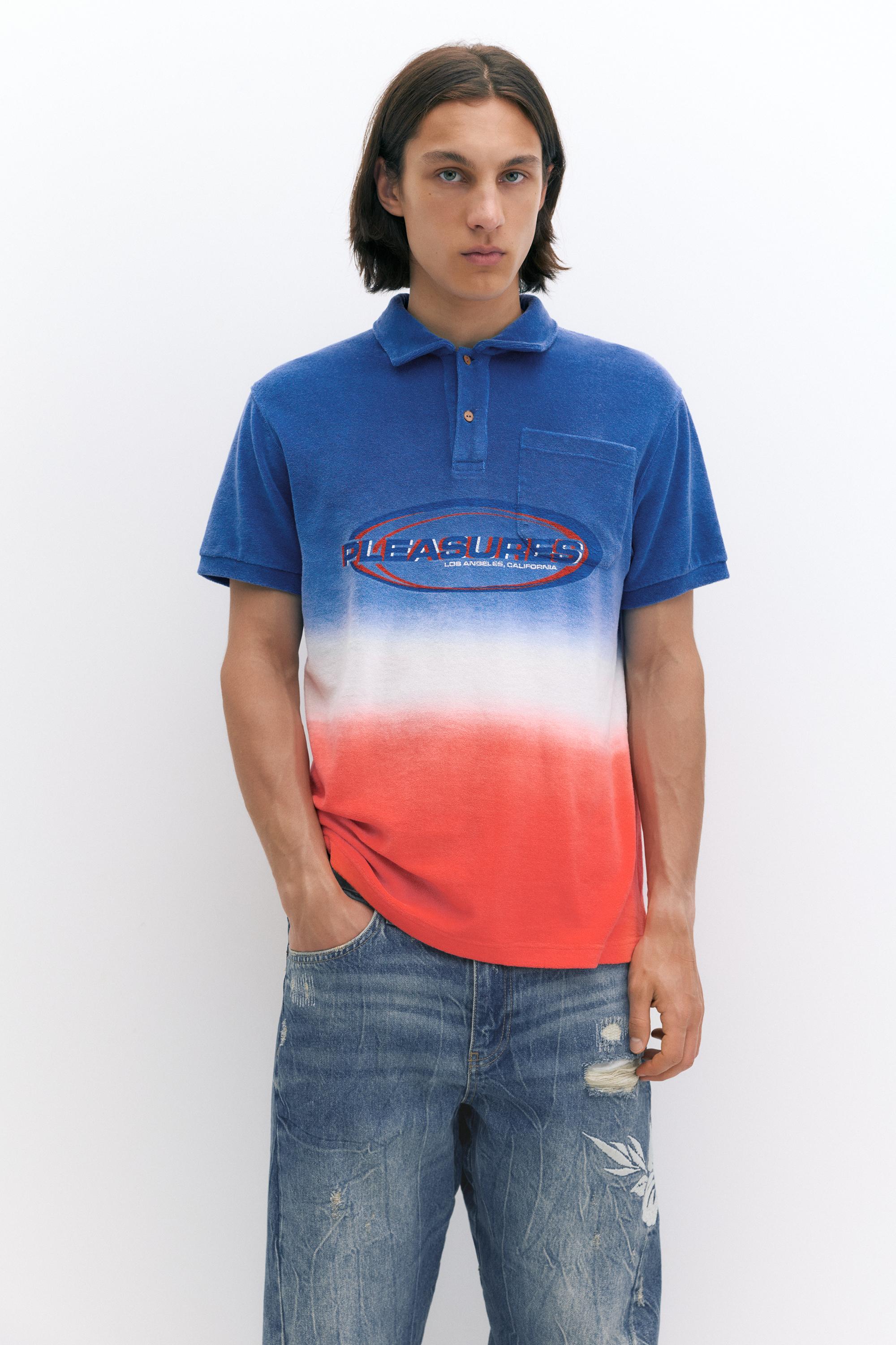 Pleasures x STWD ombré polo shirt — Blue