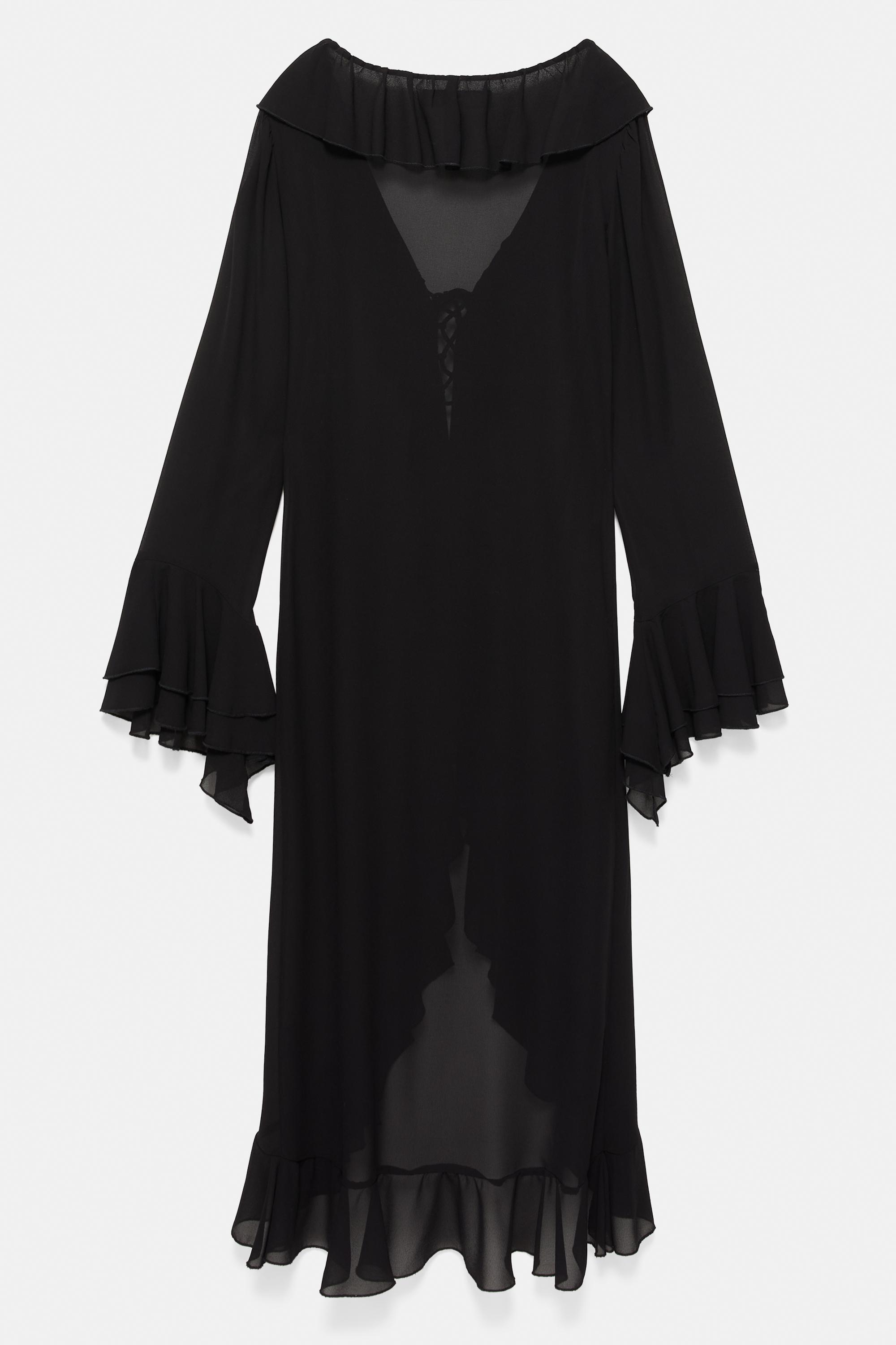 Long ruffle kimono