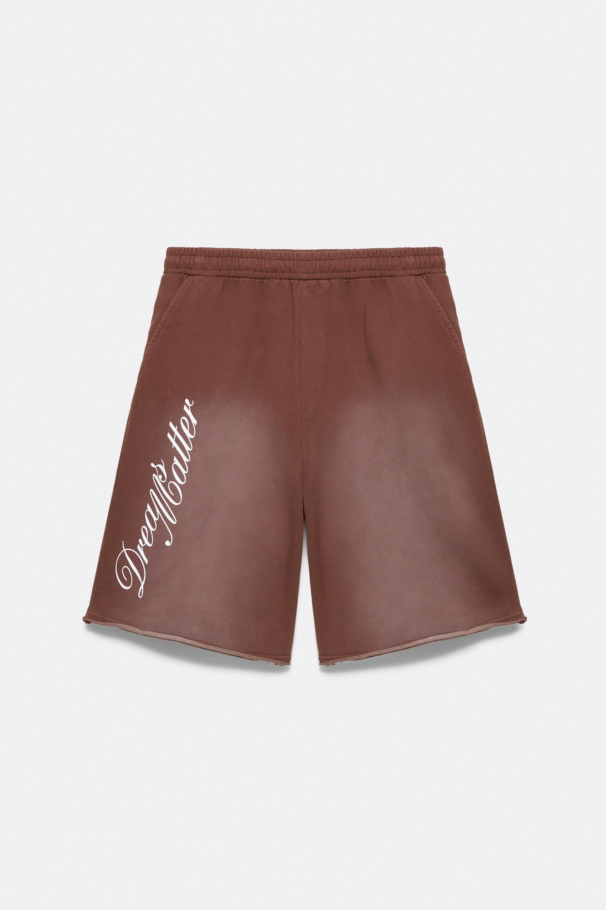 Graphic skater Bermuda sweatshorts — Brown