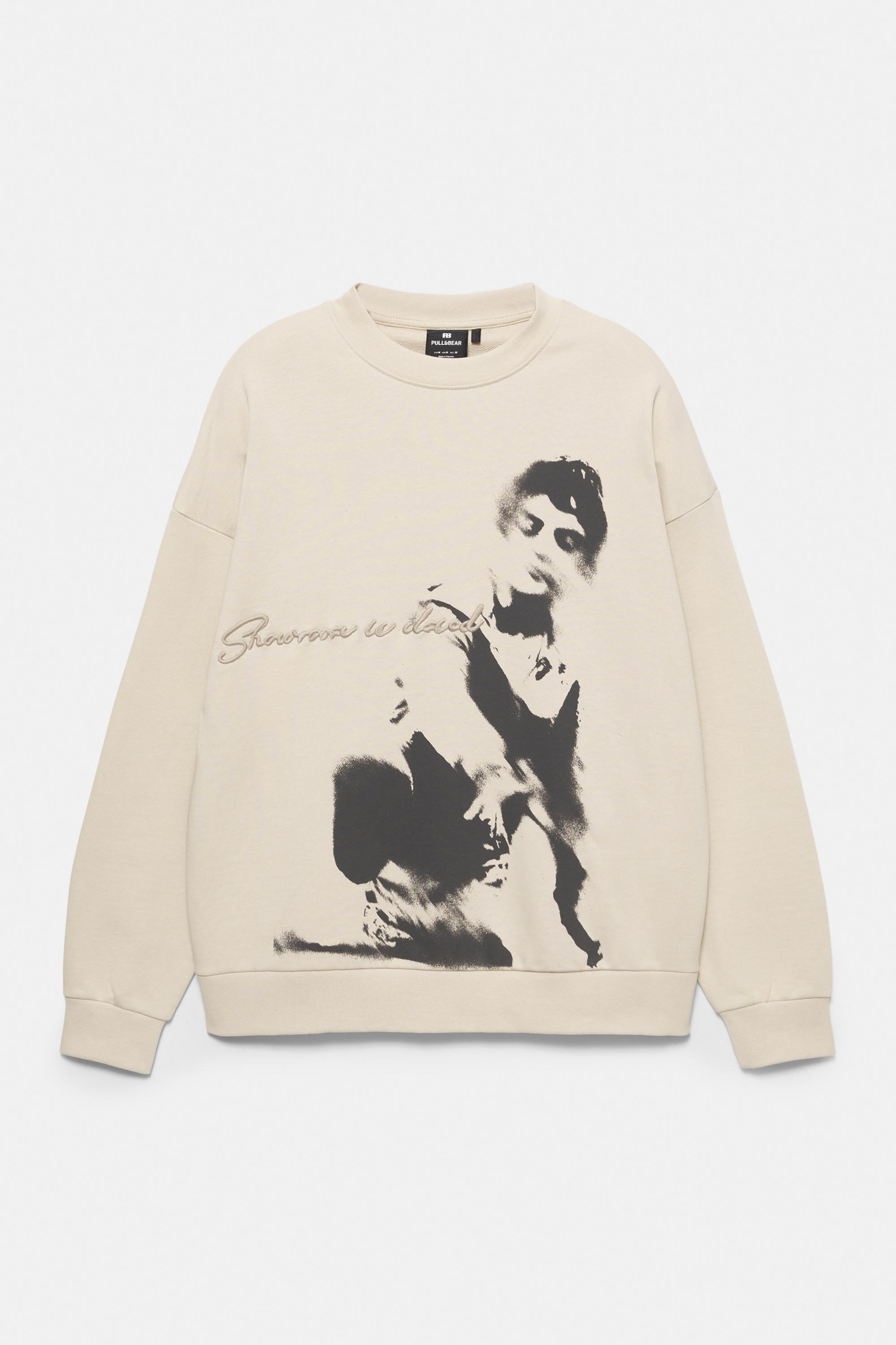 Graphic round neck sweatshirt — Beige