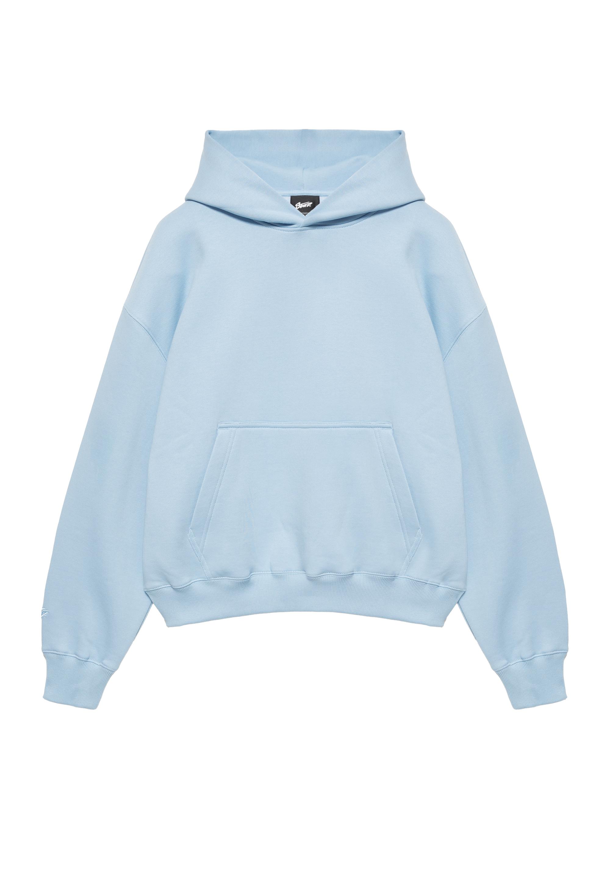STWD boxy-fit logo hoodie — Sky blue