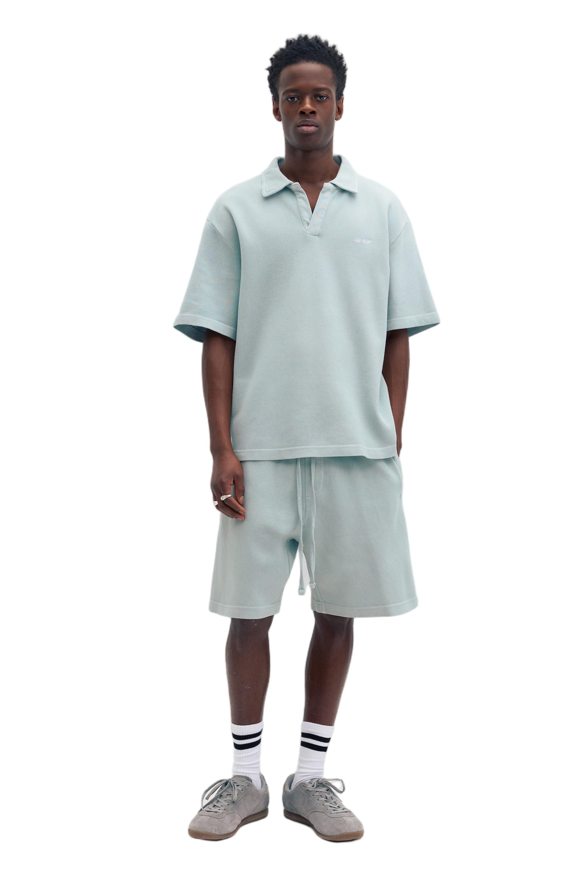 Short sleeve piqué polo shirt — Bluish grey