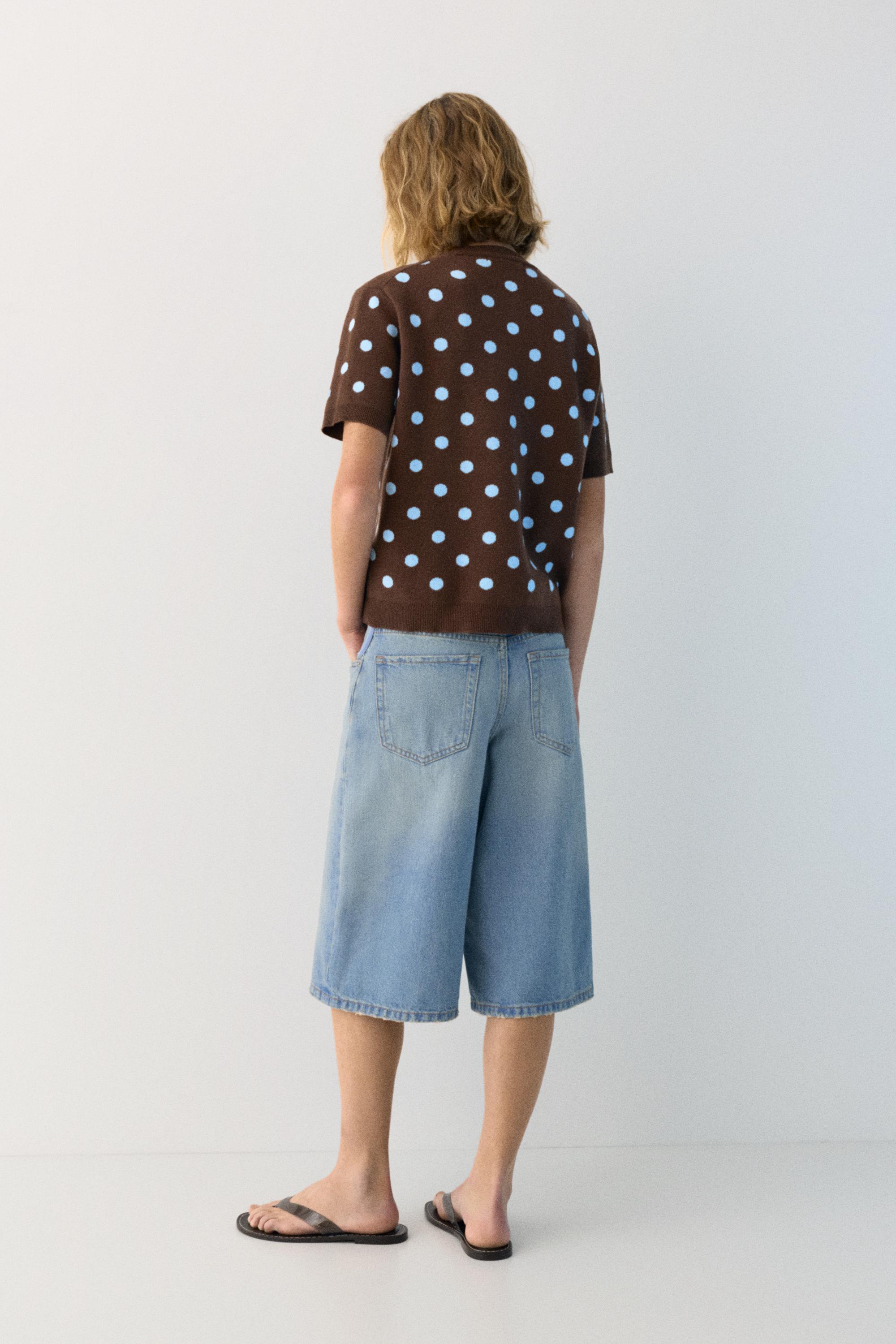 Puantiye desenli kısa kollu top - Görsel 6