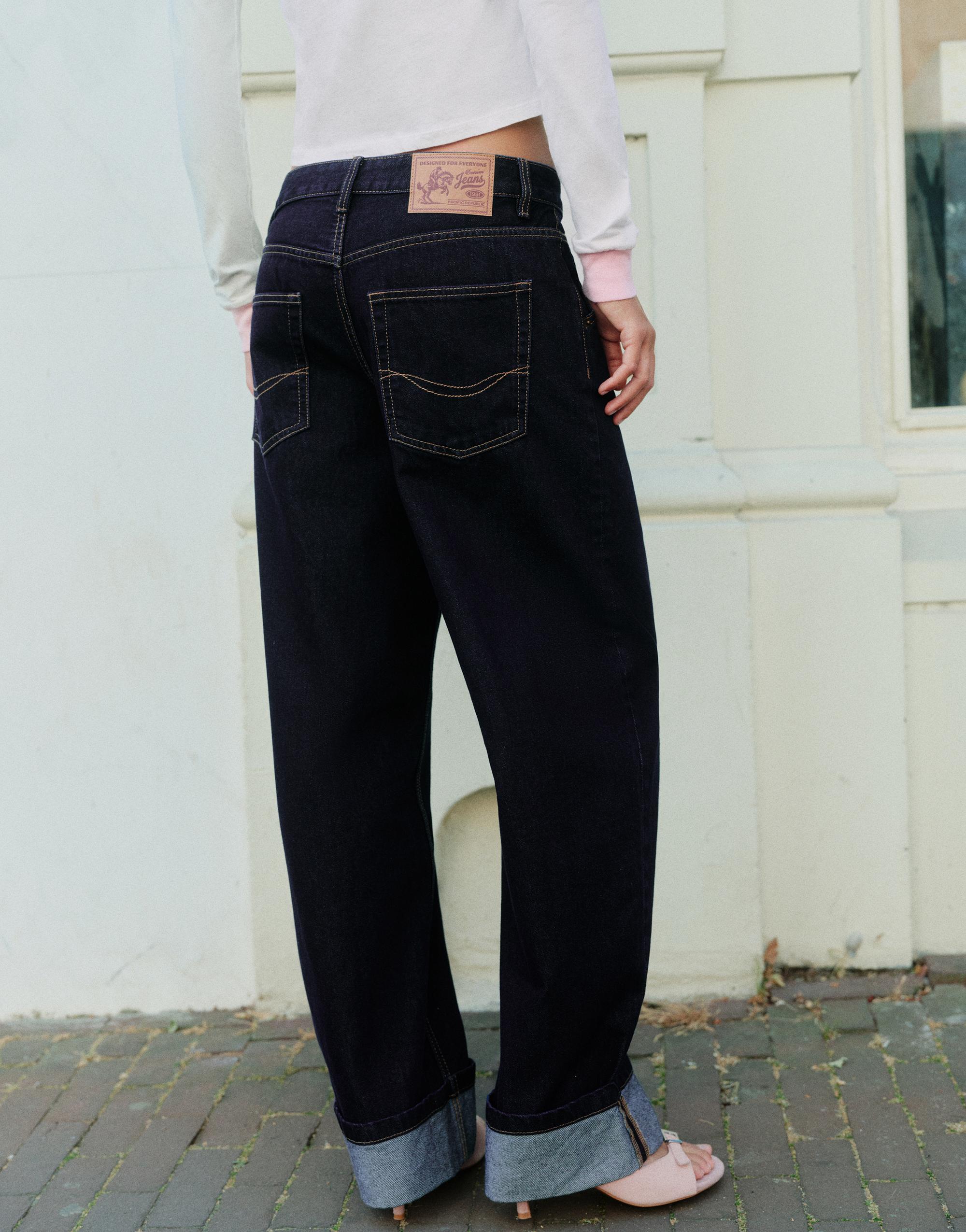 Turn-up hem jeans — Dark navy