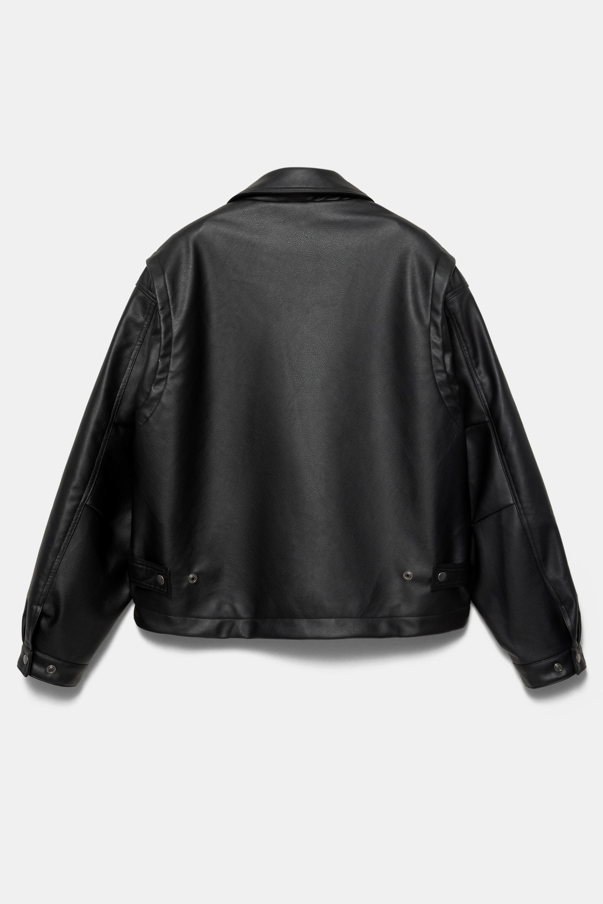 Süslü düğmeli suni deri ceket - Görsel 3