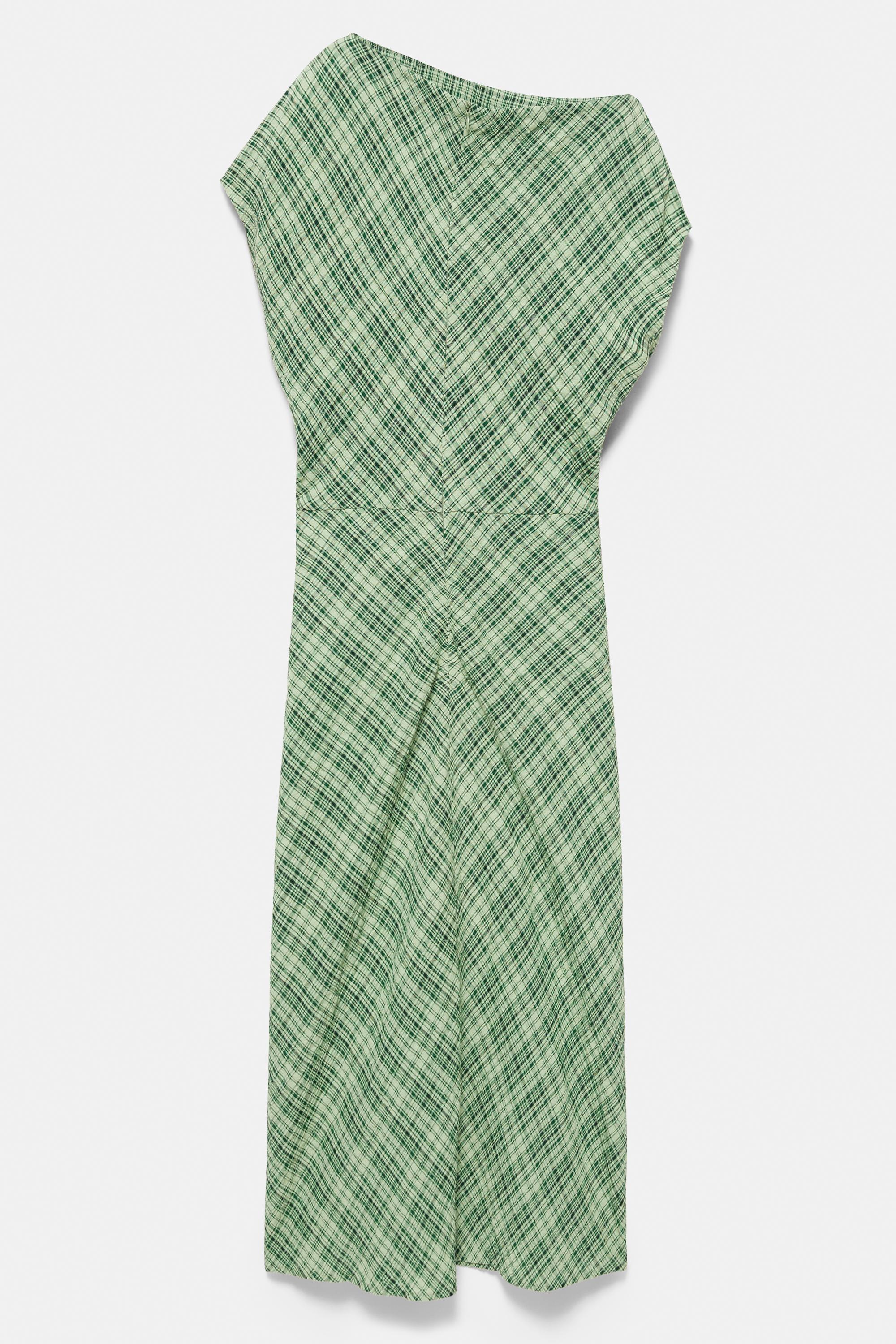 Asymmetric checked midi dress