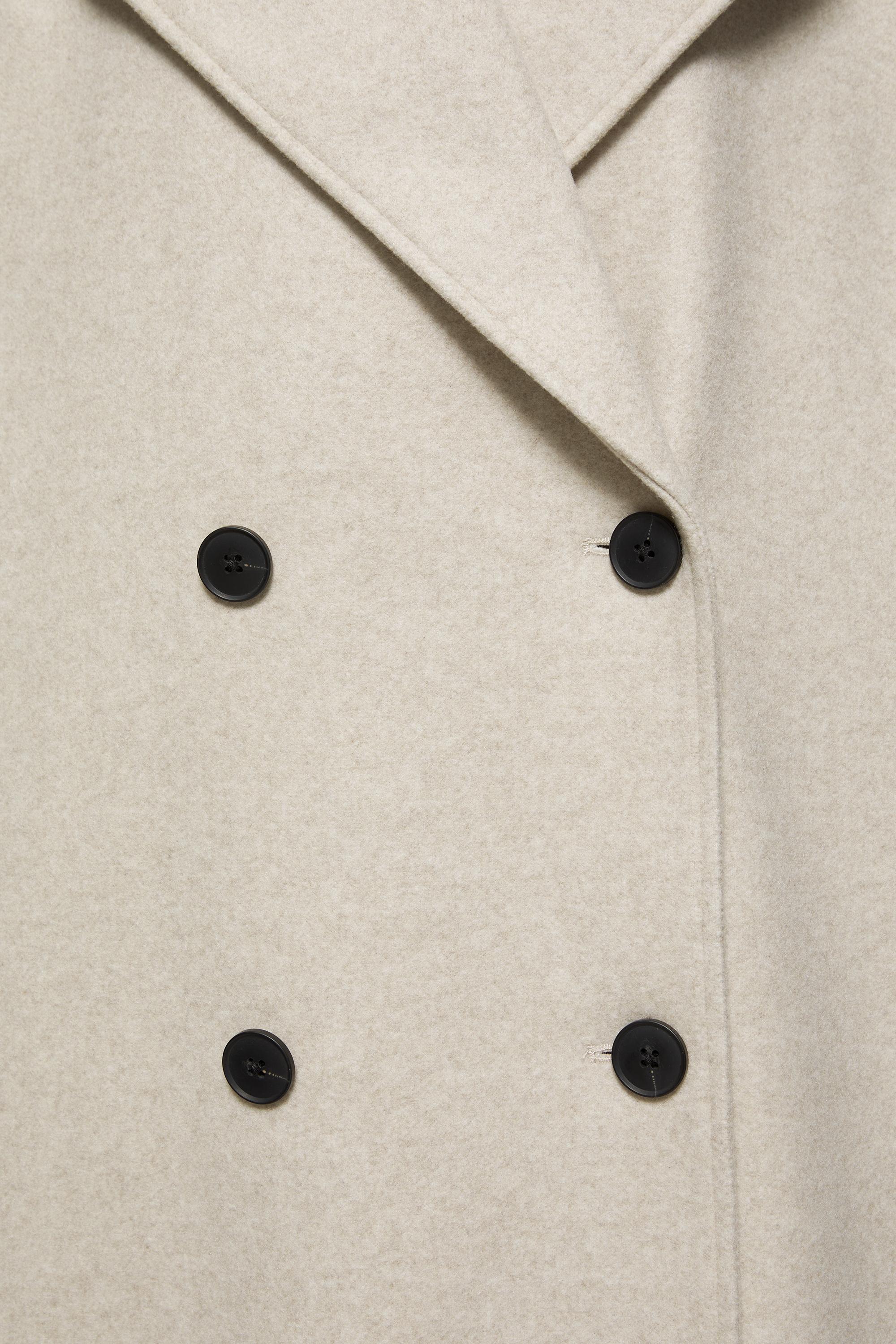 Double-breasted felt texture coat — Sand