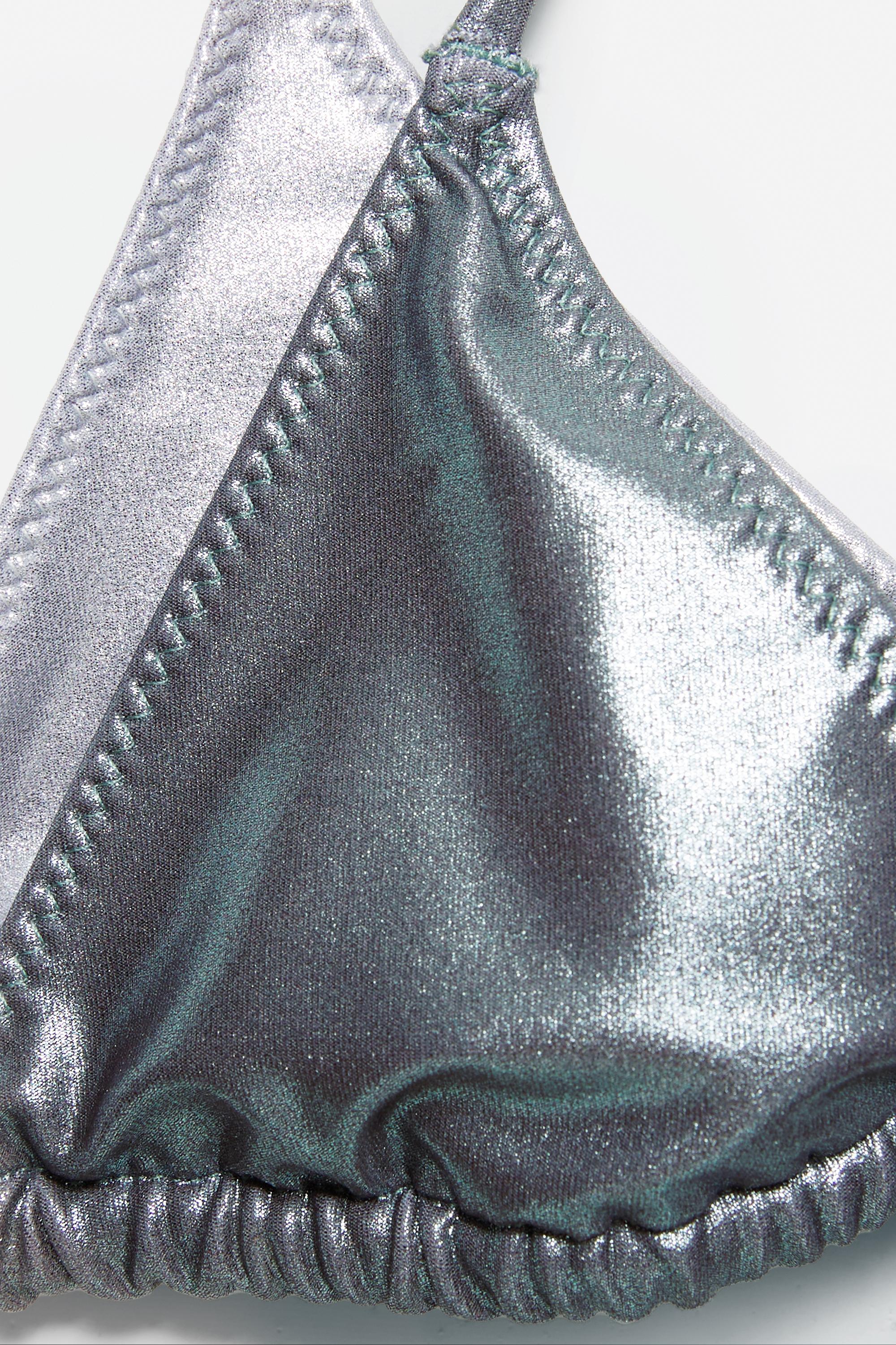 Metallic double bikini top — Grey