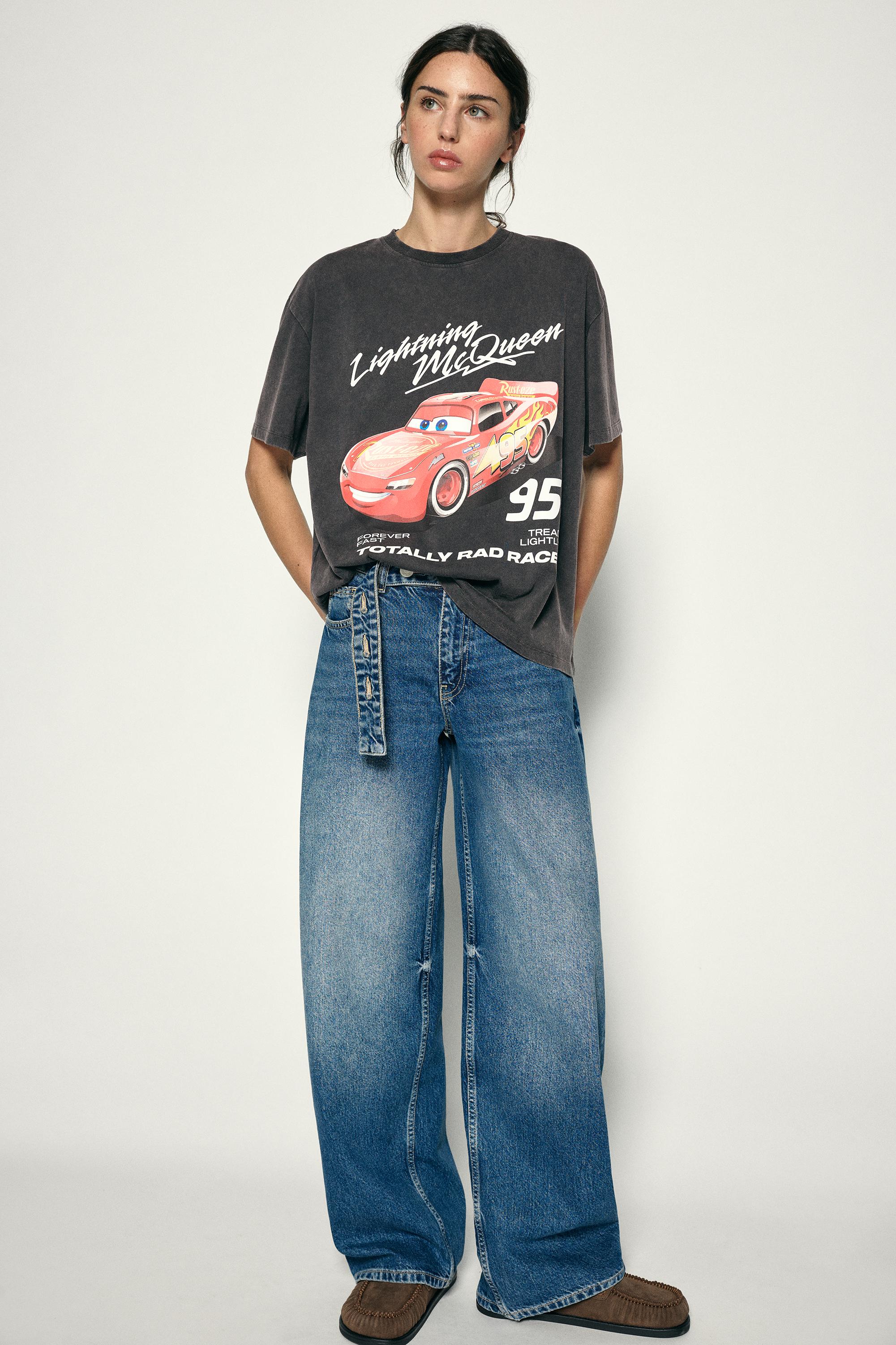 Lightning McQueen oversize T-shirt — Faded black