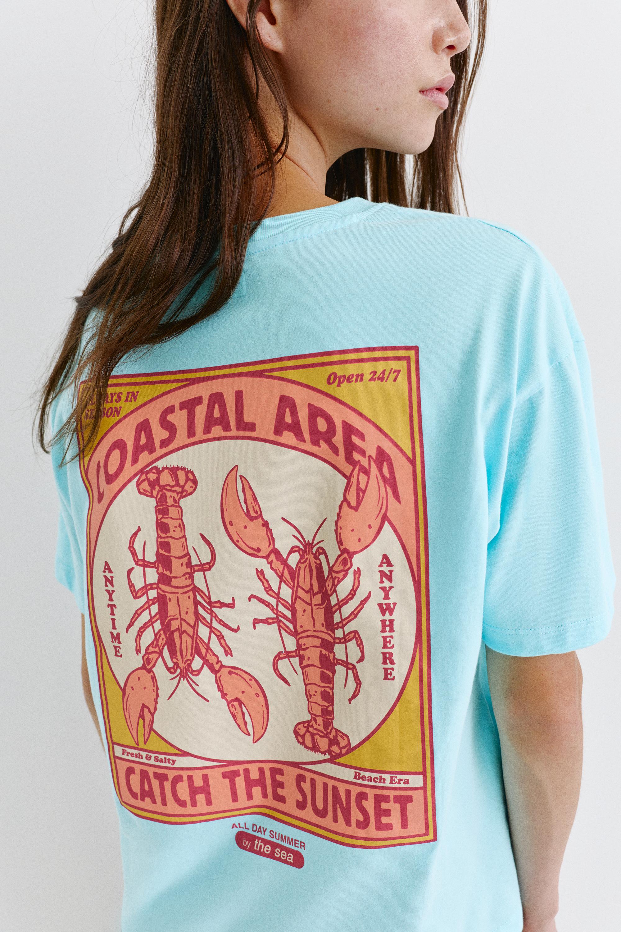 Lobster graphic T-shirt — Turquoise