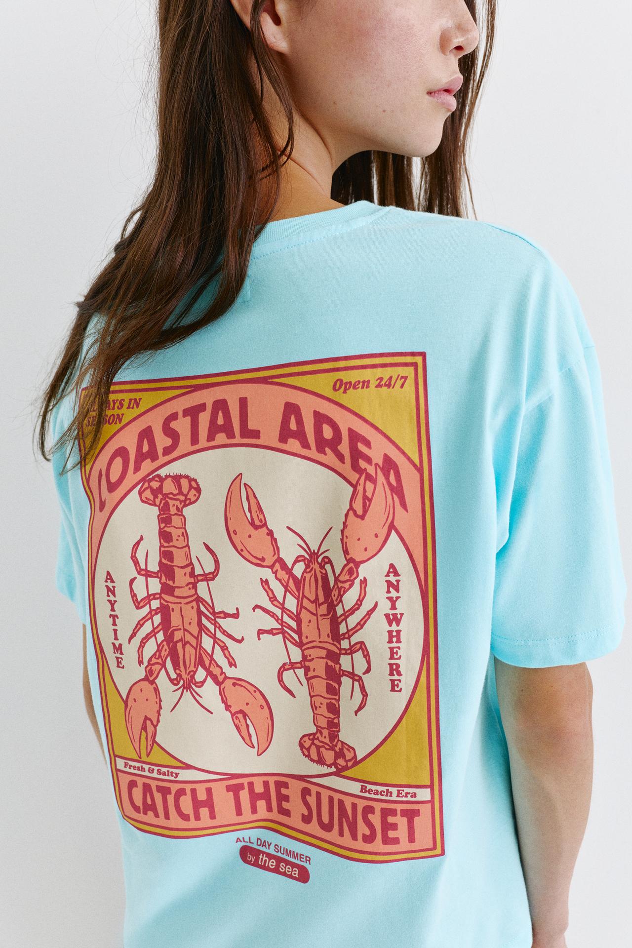 Lobster graphic T-shirt — Turquoise