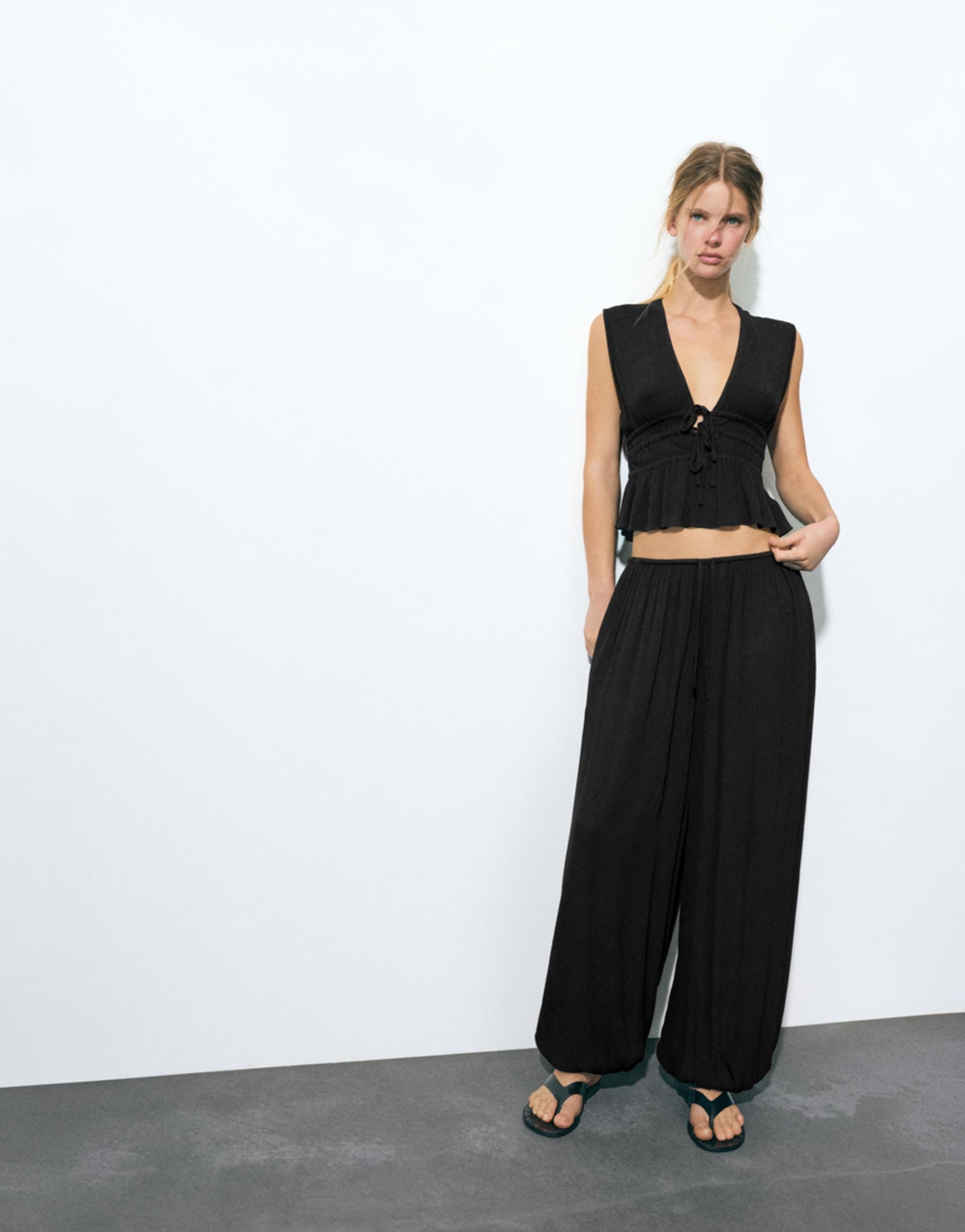 Sarouel crepe trousers — Black