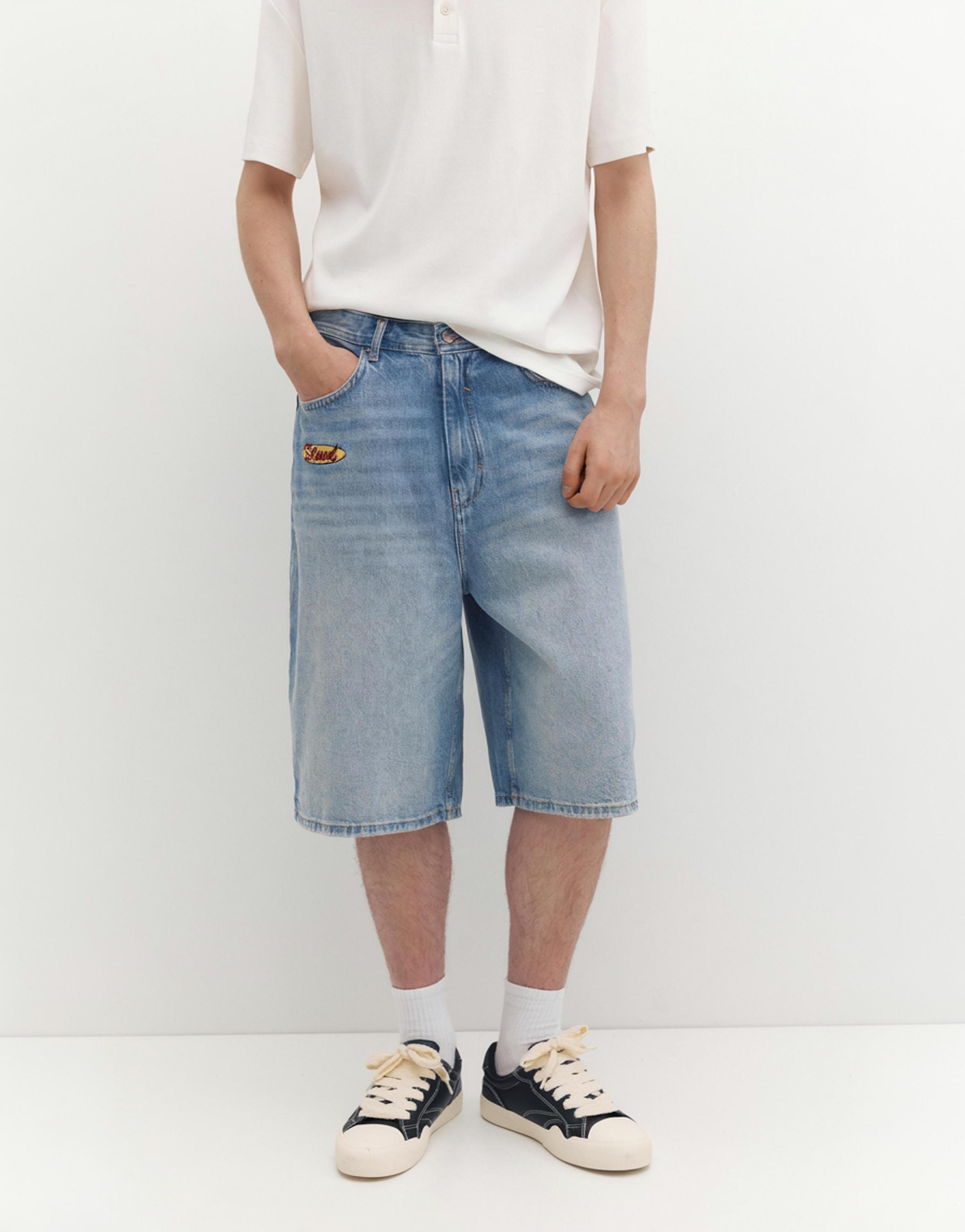 Skater denim Bermuda shorts — Medium blue