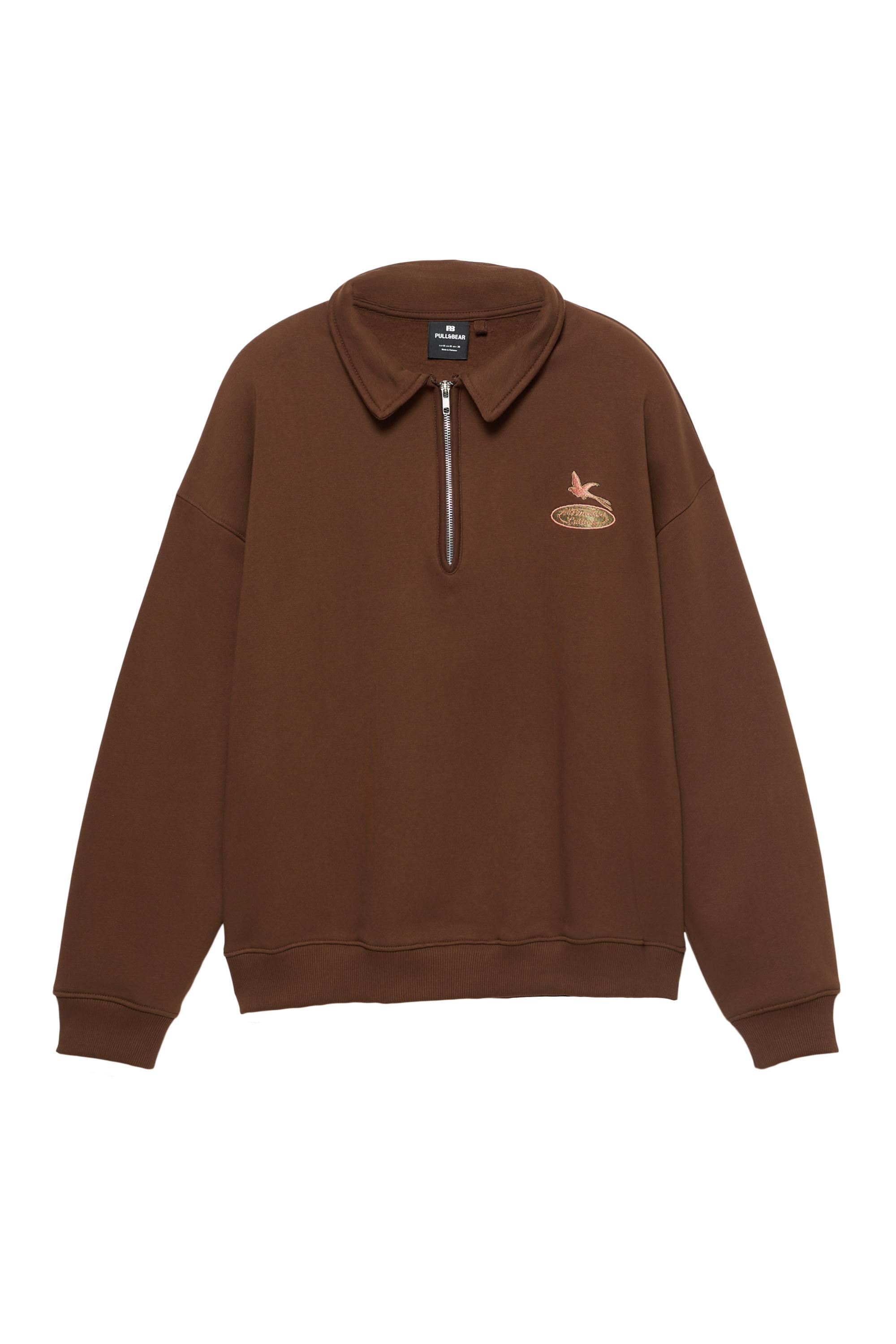 Grafik baskılı polo yaka sweatshirt - Görsel 4