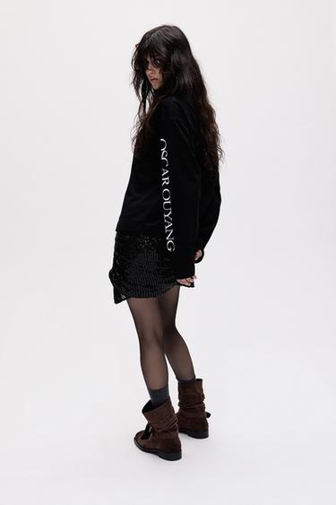 Oscar Ouyang appliqué T-shirt — Black 2