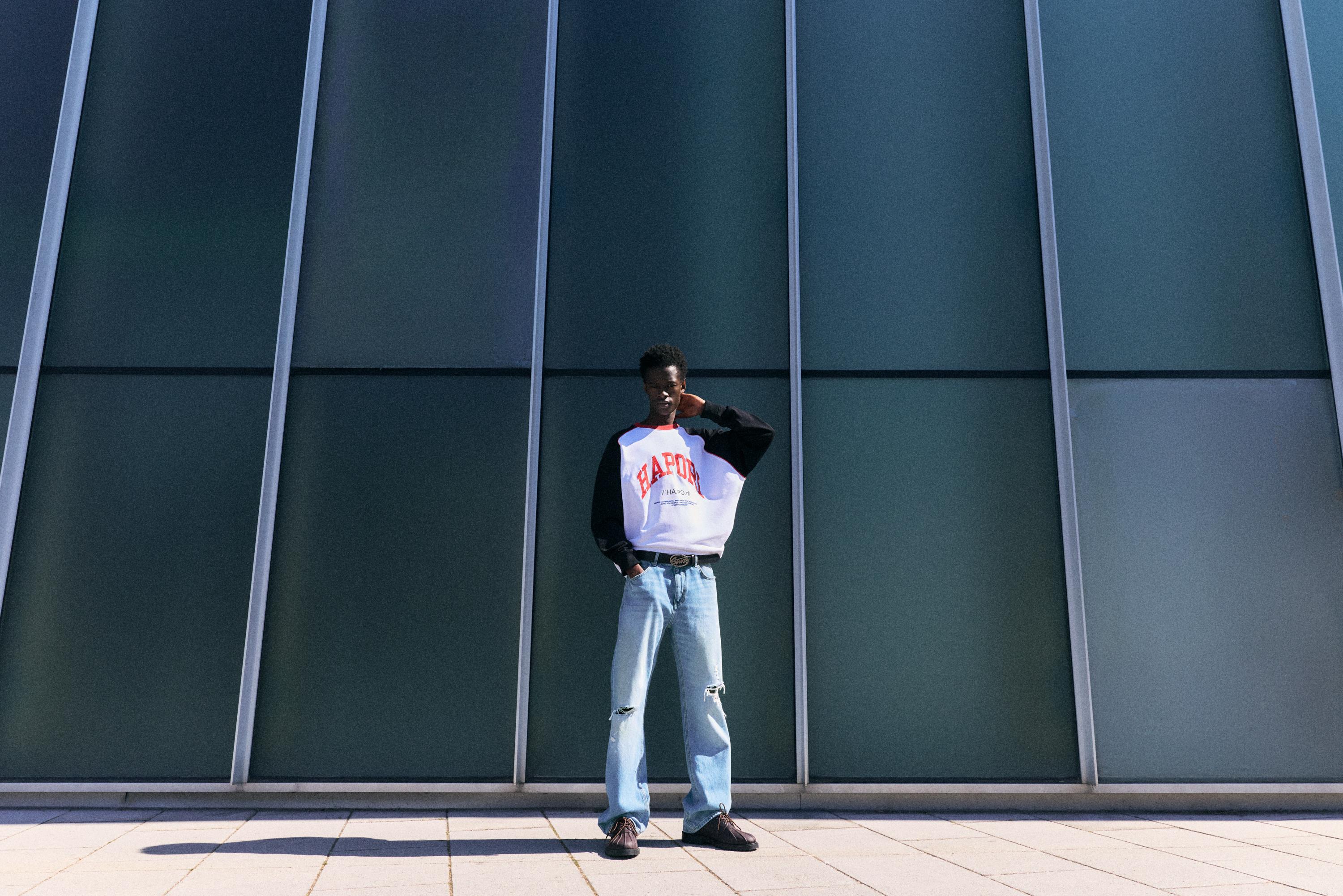 Ripped slim fit bootcut jeans — Pale indigo