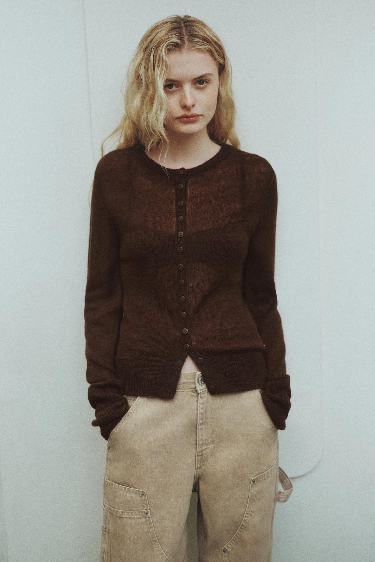 Basic cardigan — Dark brown